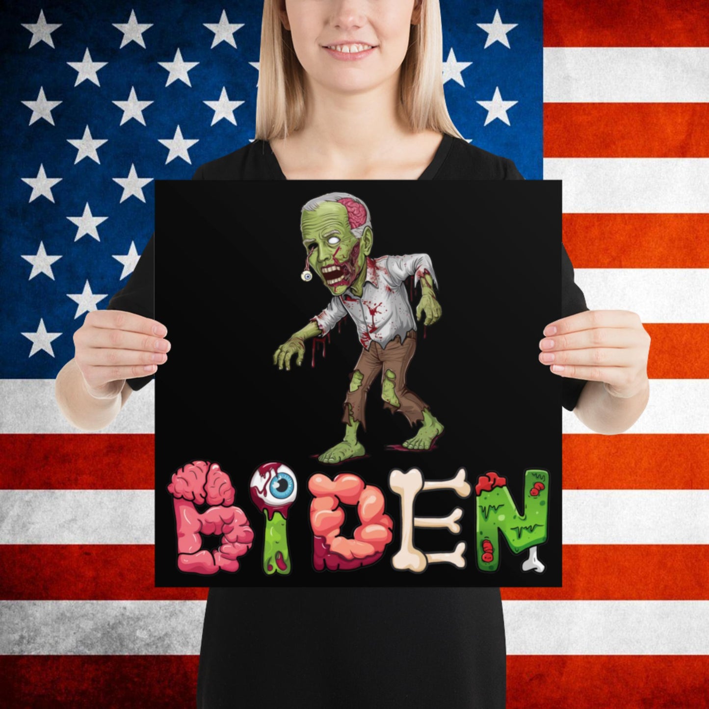 Old Joe Biden Zombie Walking Dead Funny Politics Poster Next Cult Brand