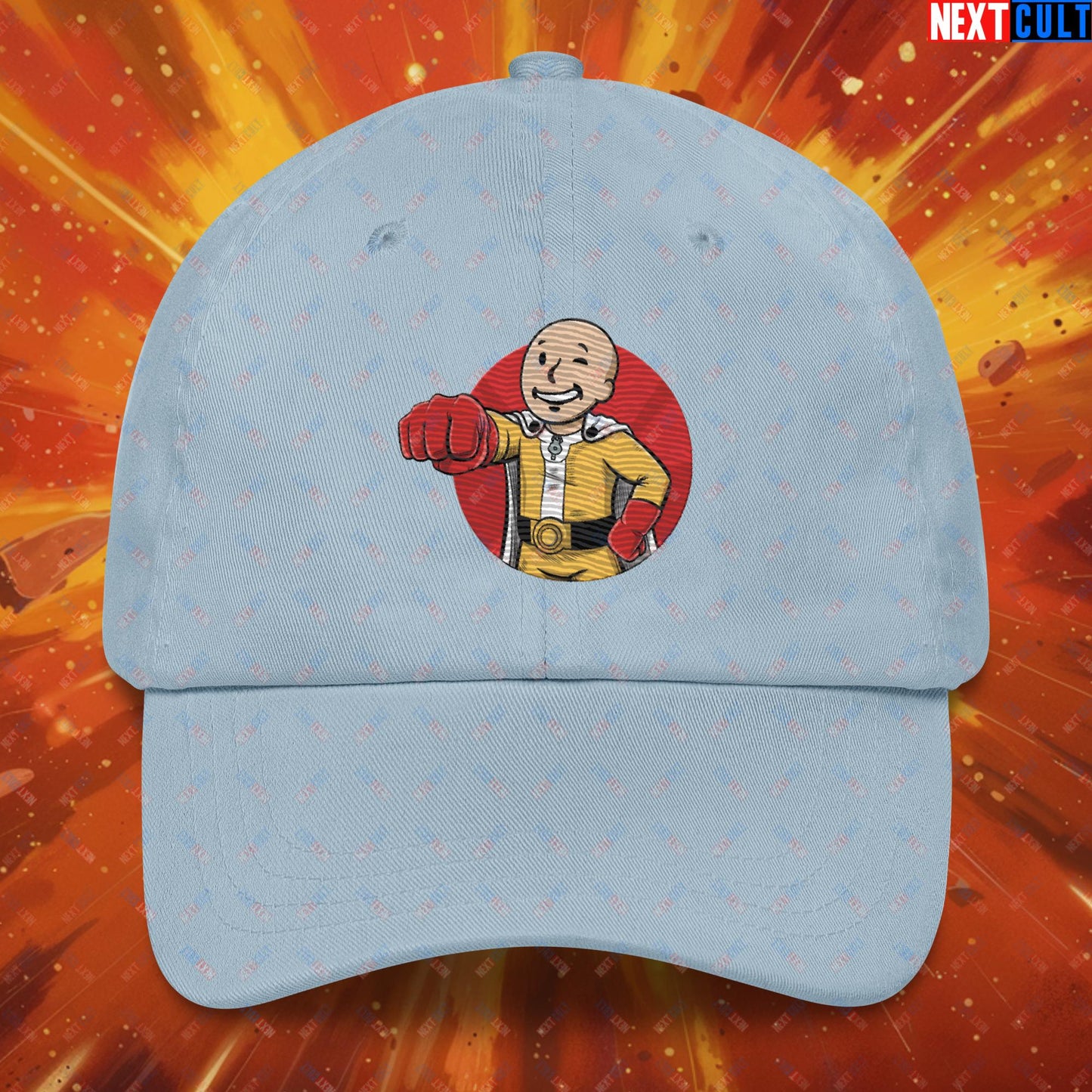 One Punch Boy One Punch Man Anime Vault Boy Fallout Funny Meme Cartoon Mashup Dad hat Next Cult Brand