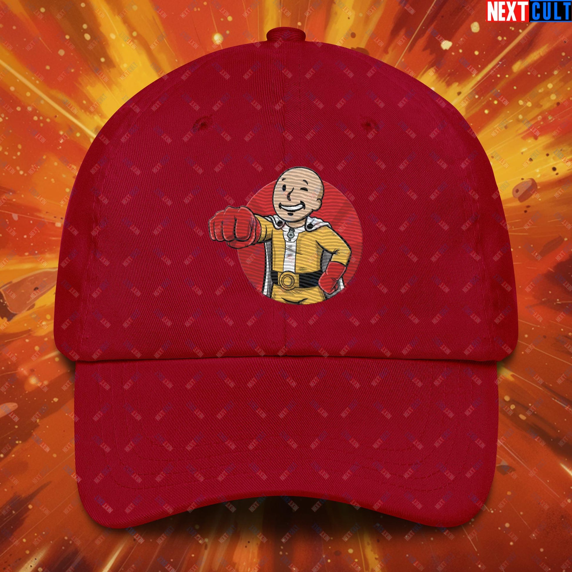 One Punch Boy One Punch Man Anime Vault Boy Fallout Funny Meme Cartoon Mashup Dad hat Next Cult Brand