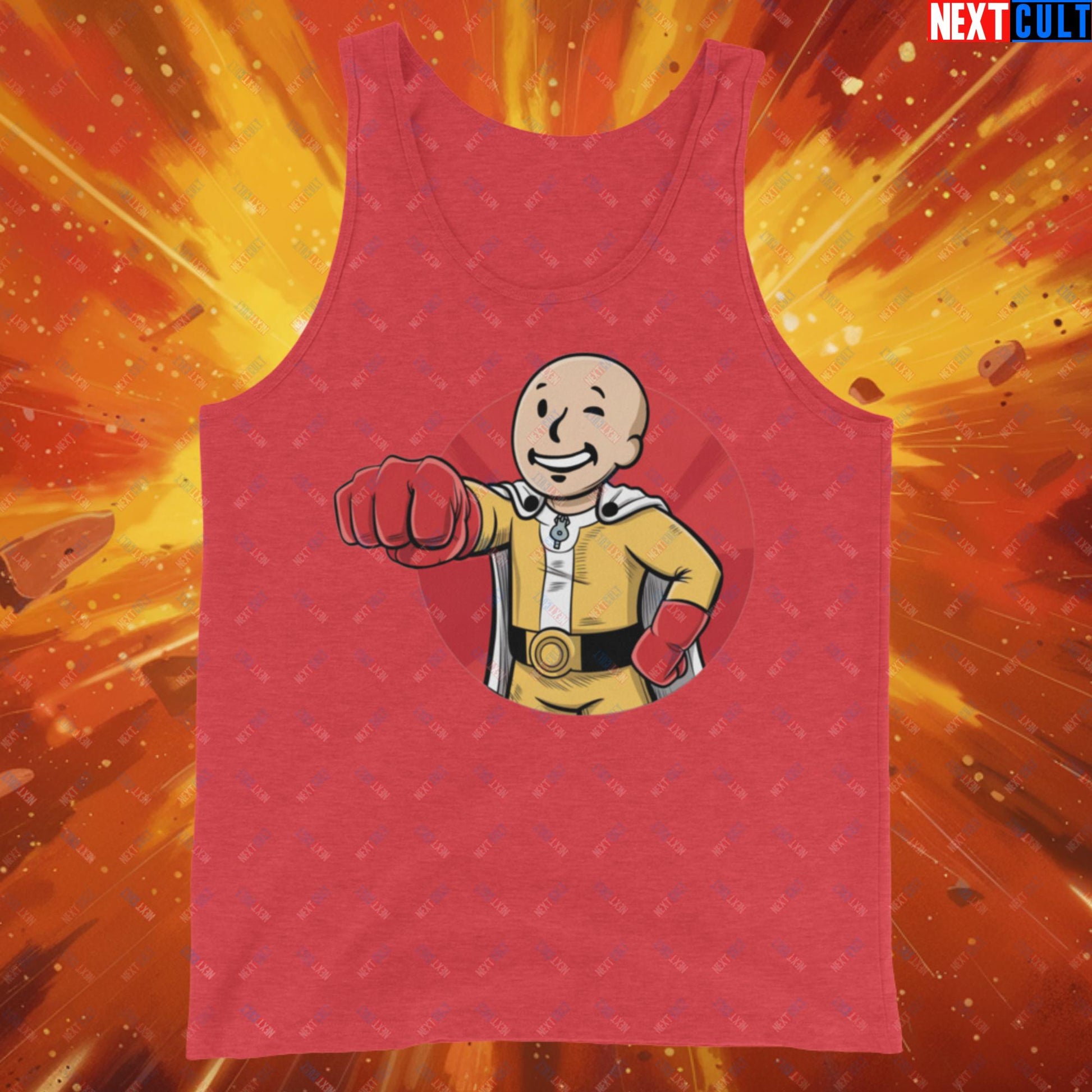 One Punch Boy One Punch Man Anime Vault Boy Fallout Funny Meme Cartoon Mashup Tank Top Next Cult Brand