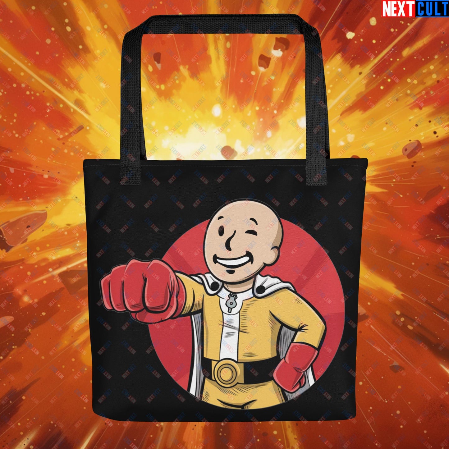 One Punch Boy One Punch Man Anime Vault Boy Fallout Funny Meme Cartoon Mashup Tote bag Default Title Bags Fallout One Punch Man TV Shows Vault Boy Next Cult Brand