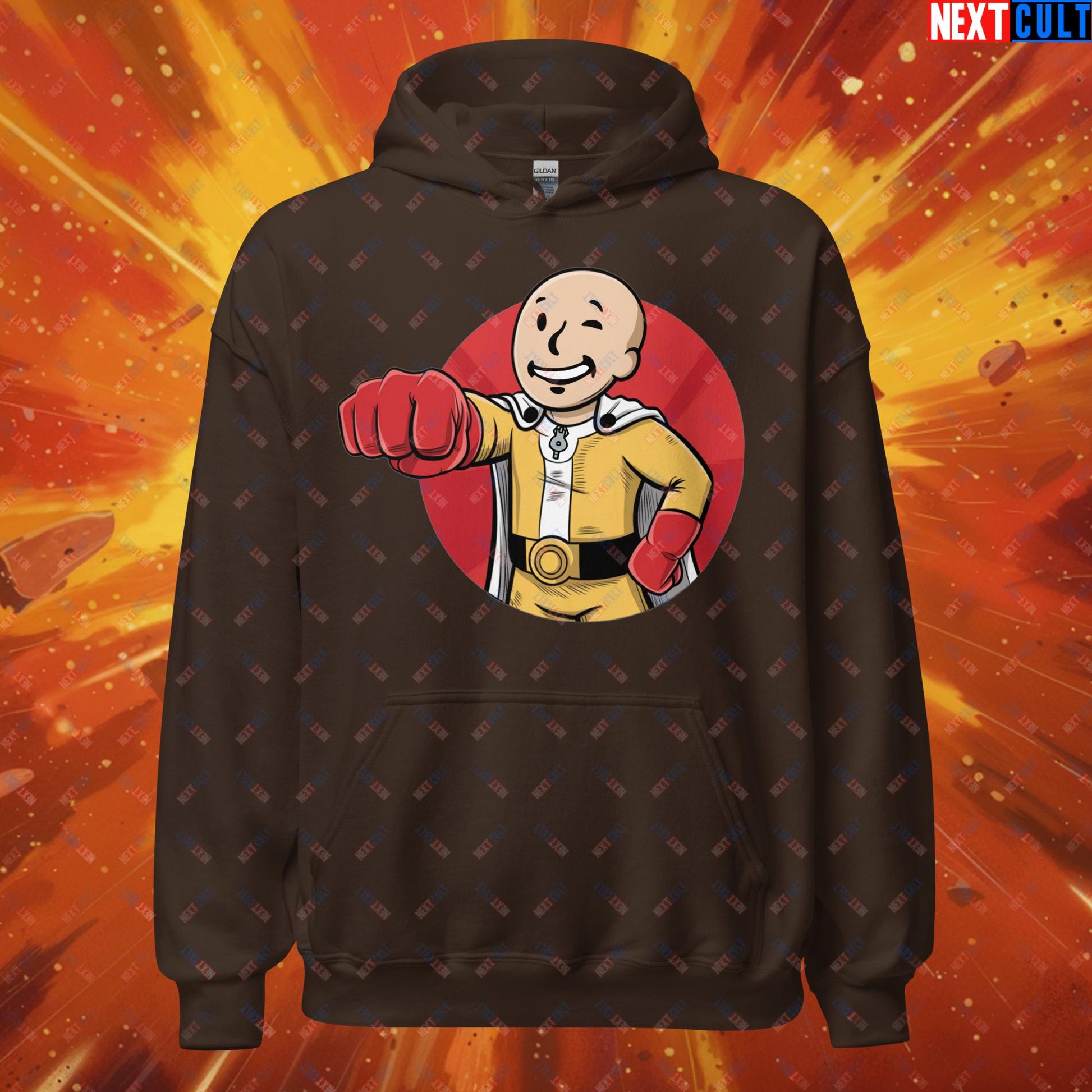 One Punch Boy One Punch Man Anime Vault Boy Fallout Funny Meme Cartoon Mashup Unisex Hoodie Next Cult Brand