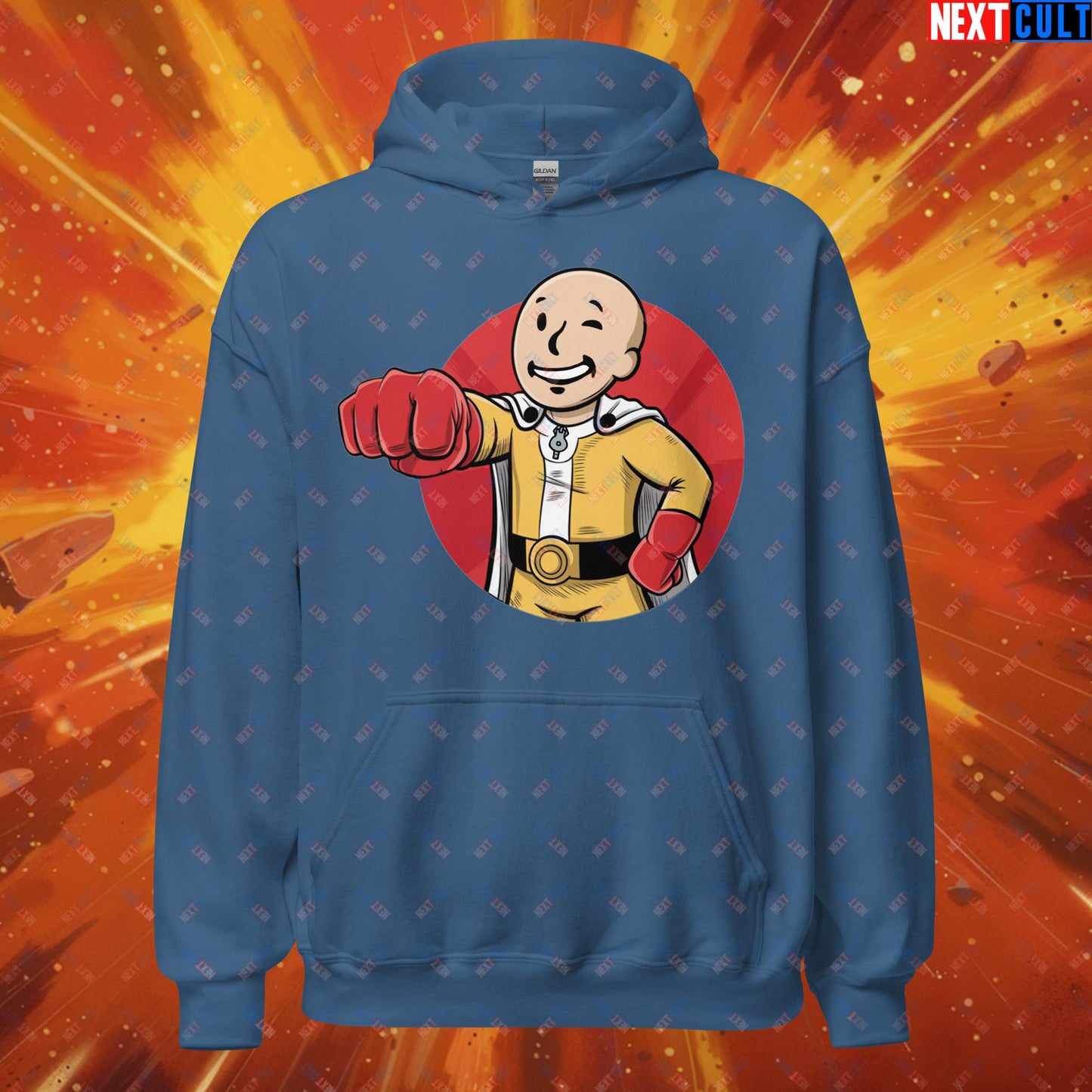 One Punch Boy One Punch Man Anime Vault Boy Fallout Funny Meme Cartoon Mashup Unisex Hoodie Next Cult Brand