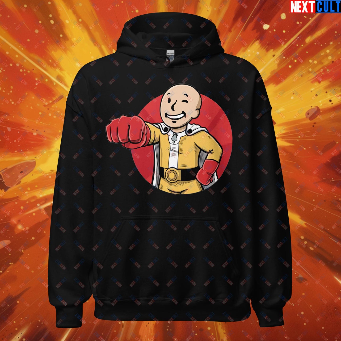 One Punch Boy One Punch Man Anime Vault Boy Fallout Funny Meme Cartoon Mashup Unisex Hoodie Next Cult Brand