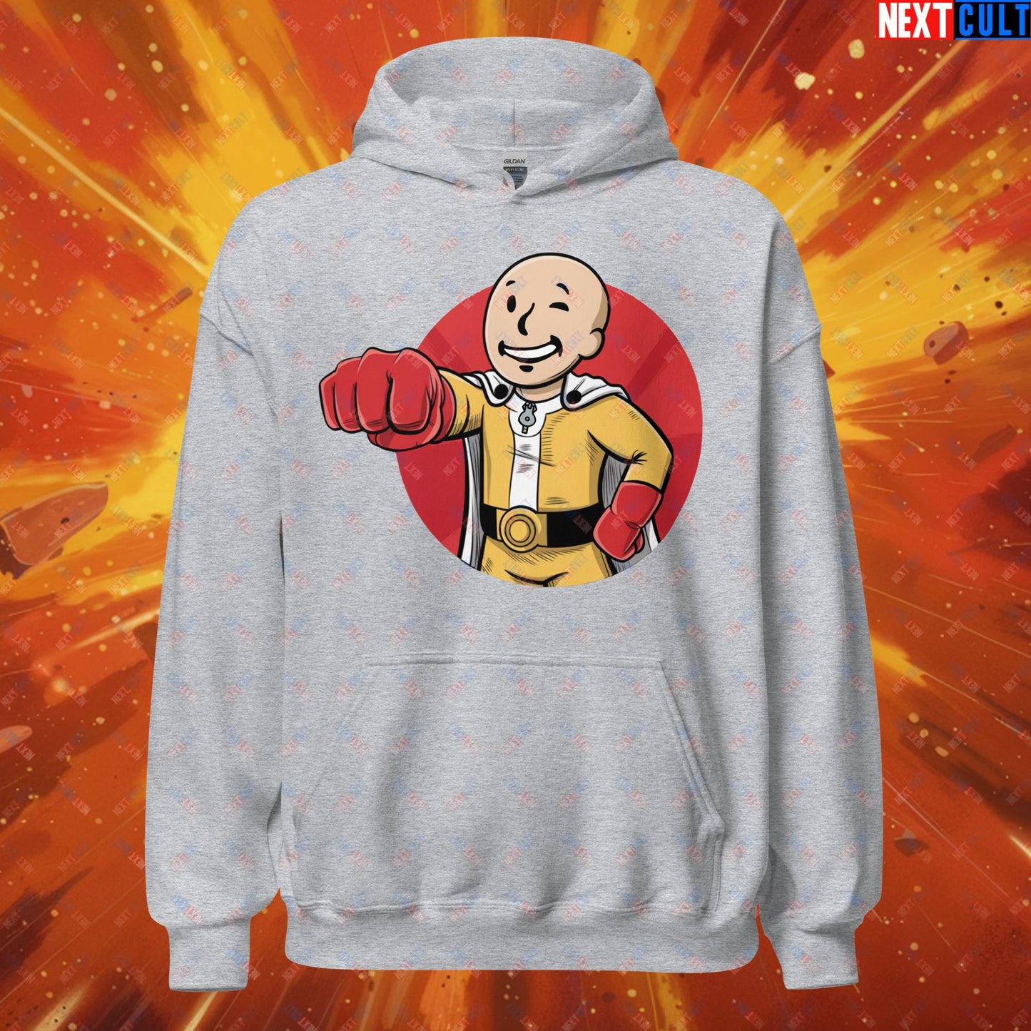 One Punch Boy One Punch Man Anime Vault Boy Fallout Funny Meme Cartoon Mashup Unisex Hoodie Next Cult Brand