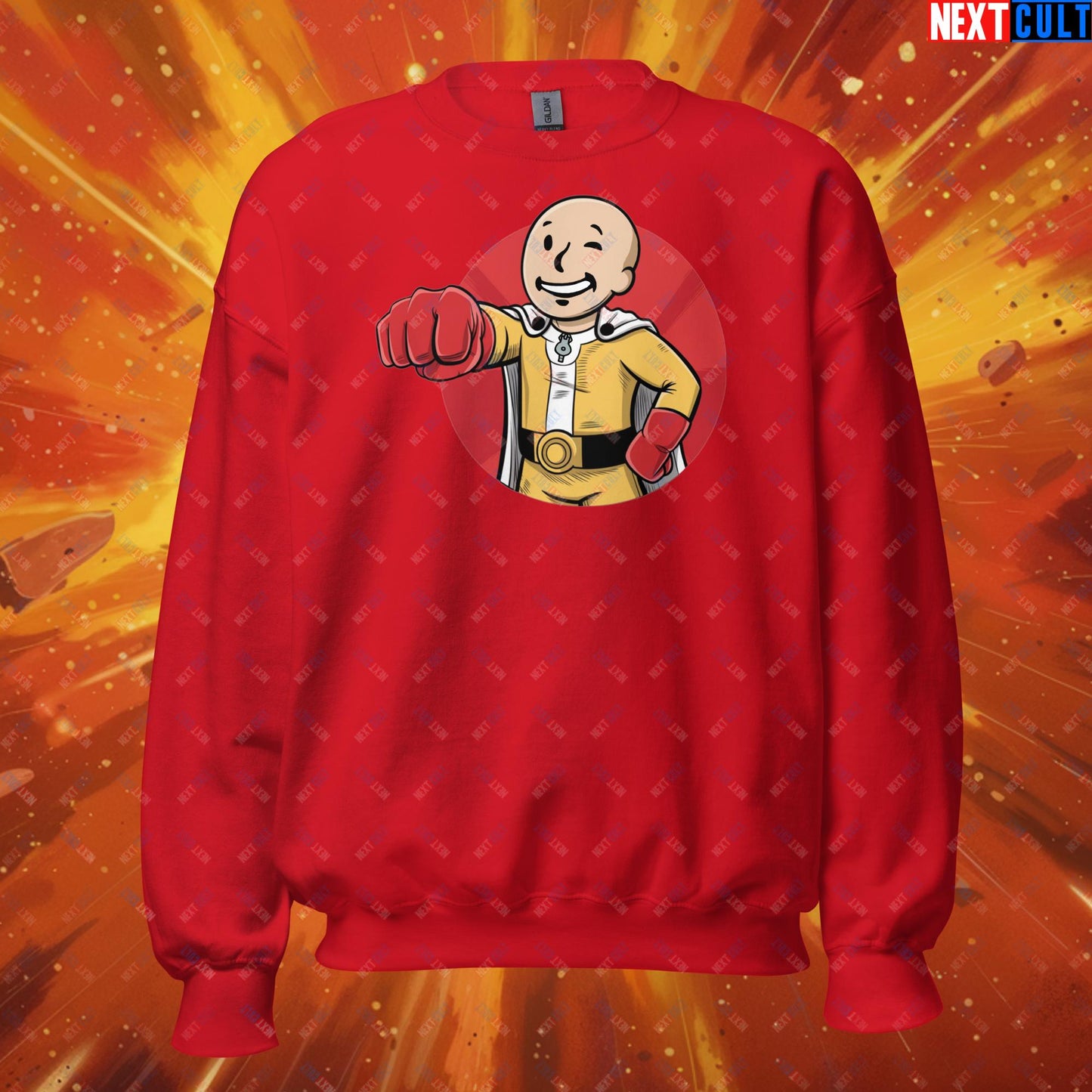 One Punch Boy One Punch Man Anime Vault Boy Fallout Funny Meme Cartoon Mashup Unisex Sweatshirt Next Cult Brand