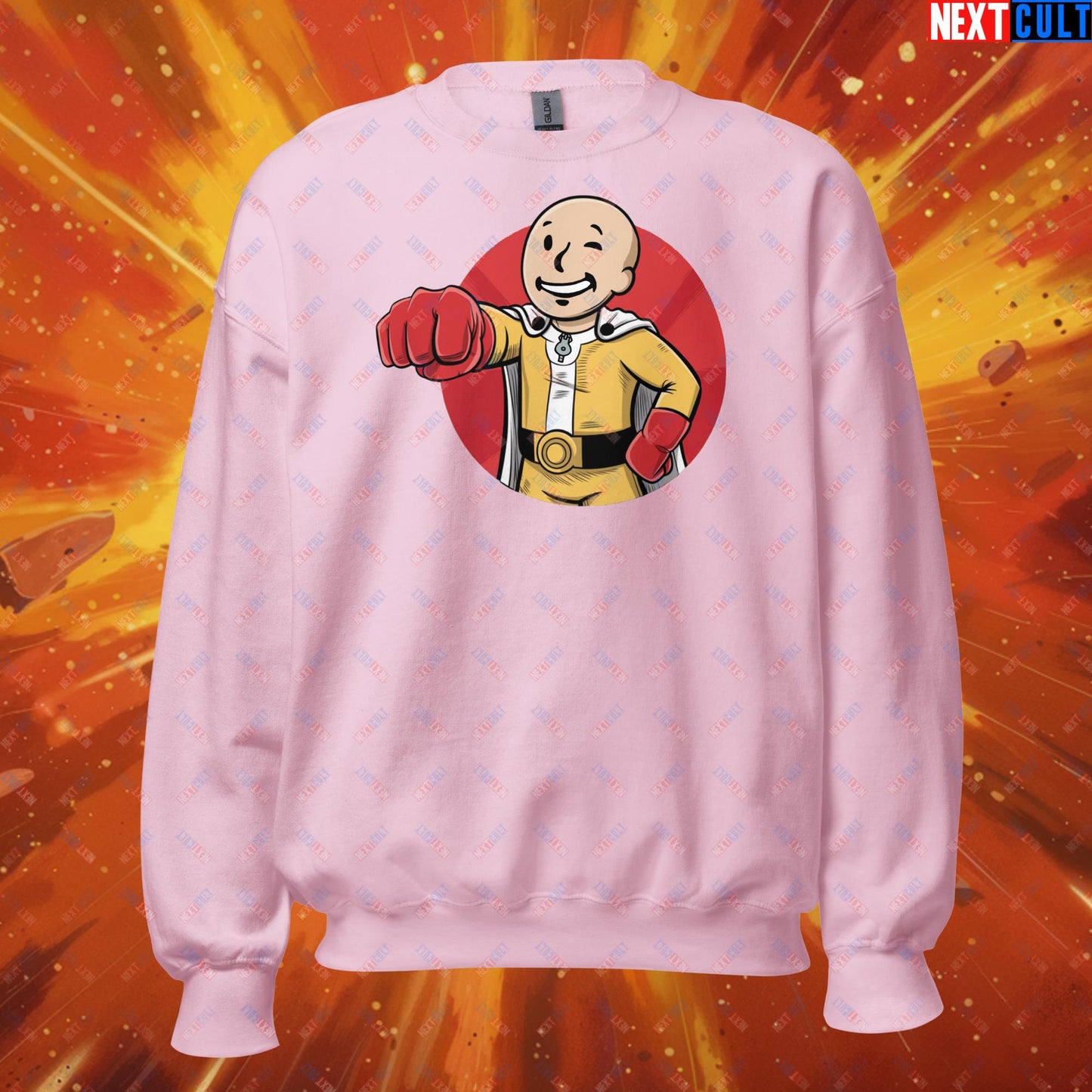 One Punch Boy One Punch Man Anime Vault Boy Fallout Funny Meme Cartoon Mashup Unisex Sweatshirt Next Cult Brand