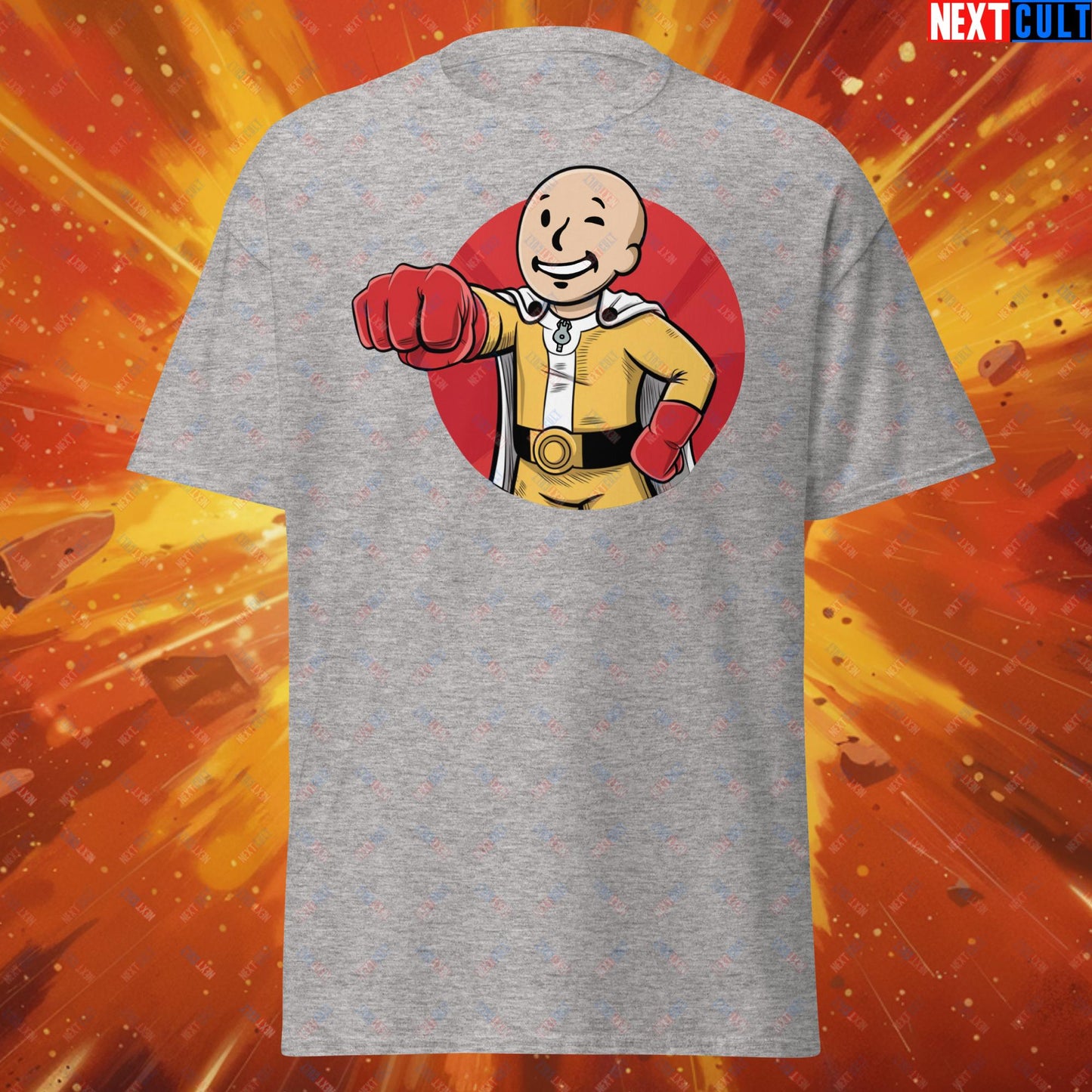 One Punch Boy One Punch Man Anime Vault Boy Fallout Funny Meme Cartoon Mashup Unisex tee Next Cult Brand