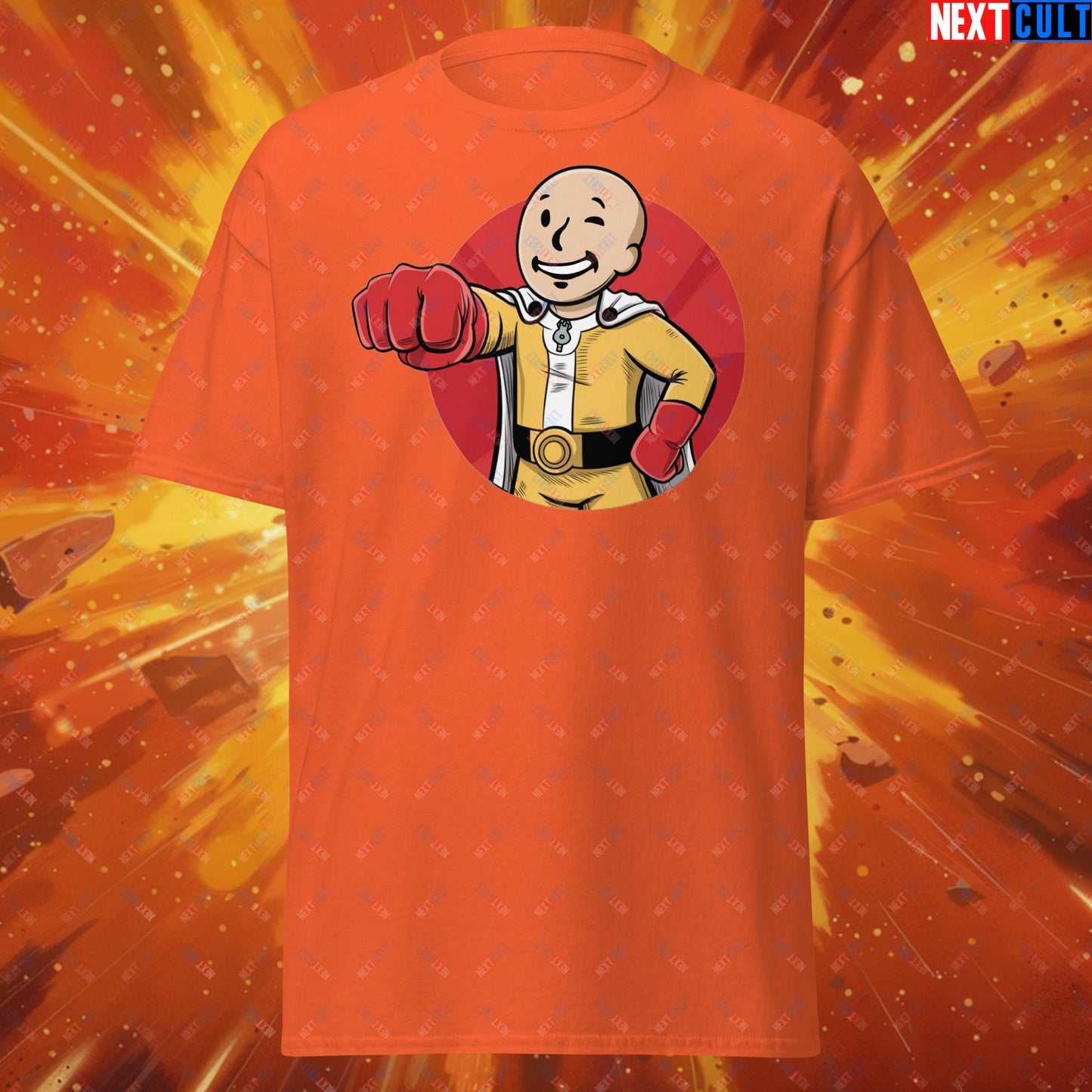 One Punch Boy One Punch Man Anime Vault Boy Fallout Funny Meme Cartoon Mashup Unisex tee Next Cult Brand