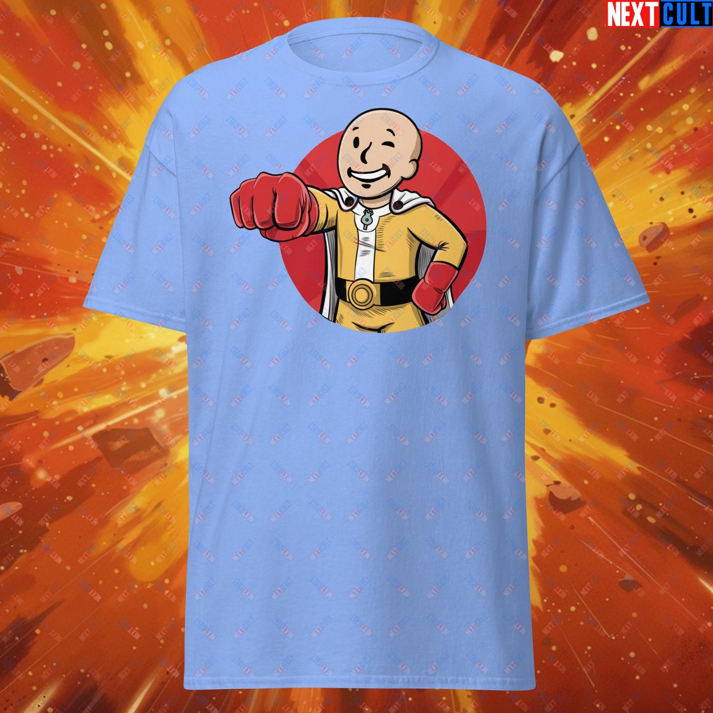 One Punch Boy One Punch Man Anime Vault Boy Fallout Funny Meme Cartoon Mashup Unisex tee Next Cult Brand