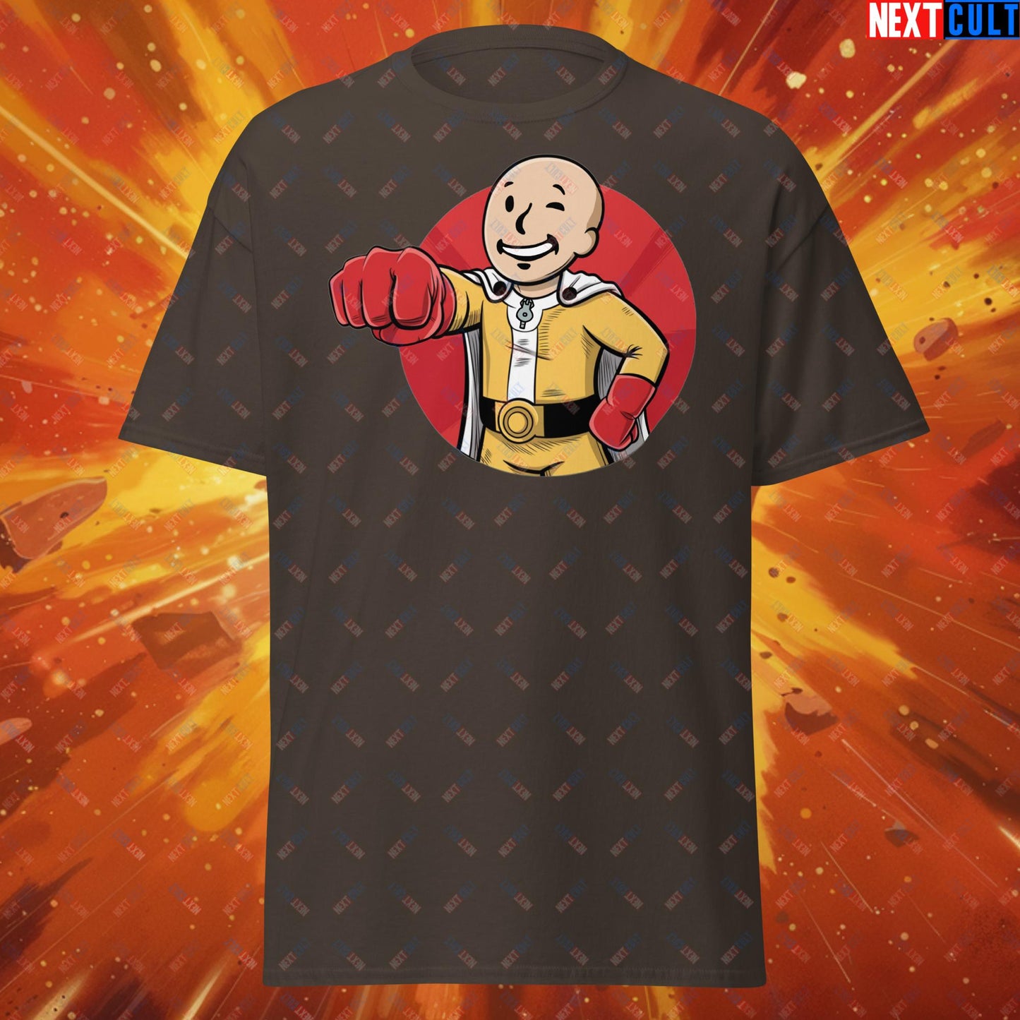 One Punch Boy One Punch Man Anime Vault Boy Fallout Funny Meme Cartoon Mashup Unisex tee Next Cult Brand