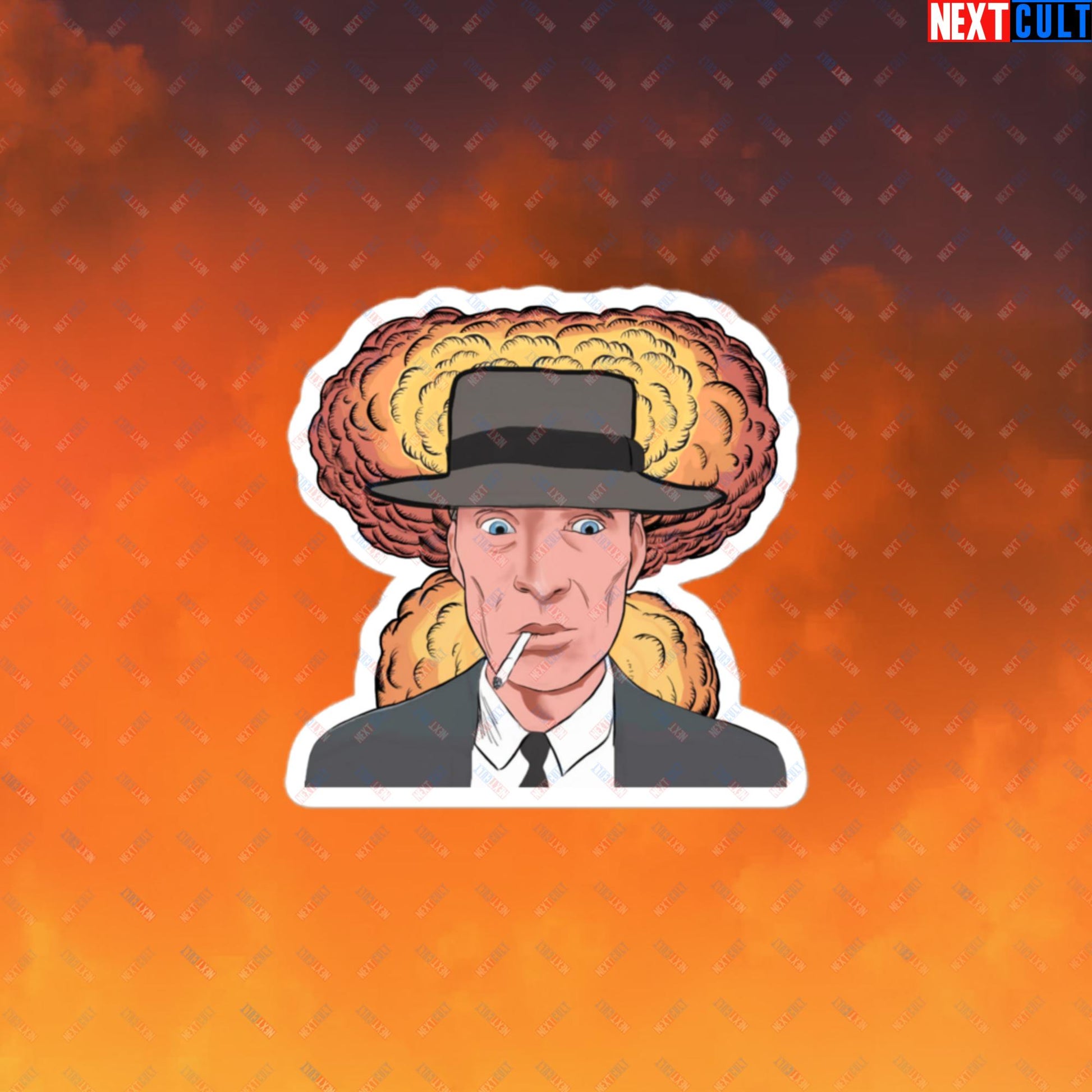 Oppenheimer Cartoon Funny Movie Cillian Murphy Bubble-free stickers 3″×3″ Stickers Cillian Murphy Movies Oppenheimer Next Cult Brand