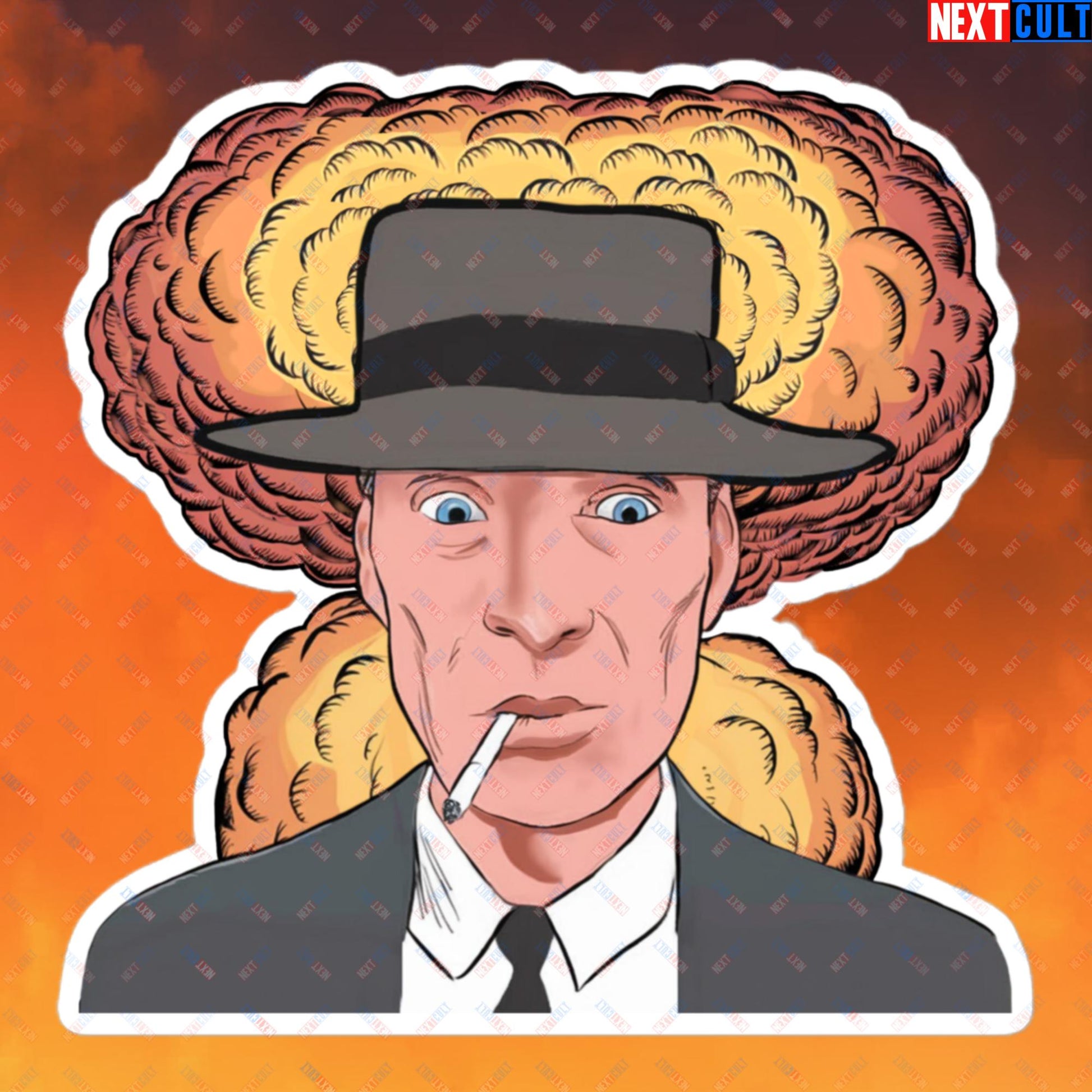 Oppenheimer Cartoon Funny Movie Cillian Murphy Bubble-free stickers Next Cult Brand