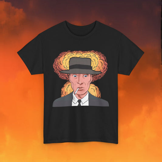 Oppenheimer Cartoon Funny Movie Cillian Murphy Unisex Heavy Cotton Tee Black T-shirts Cillian Murphy Movies Oppenheimer Printify