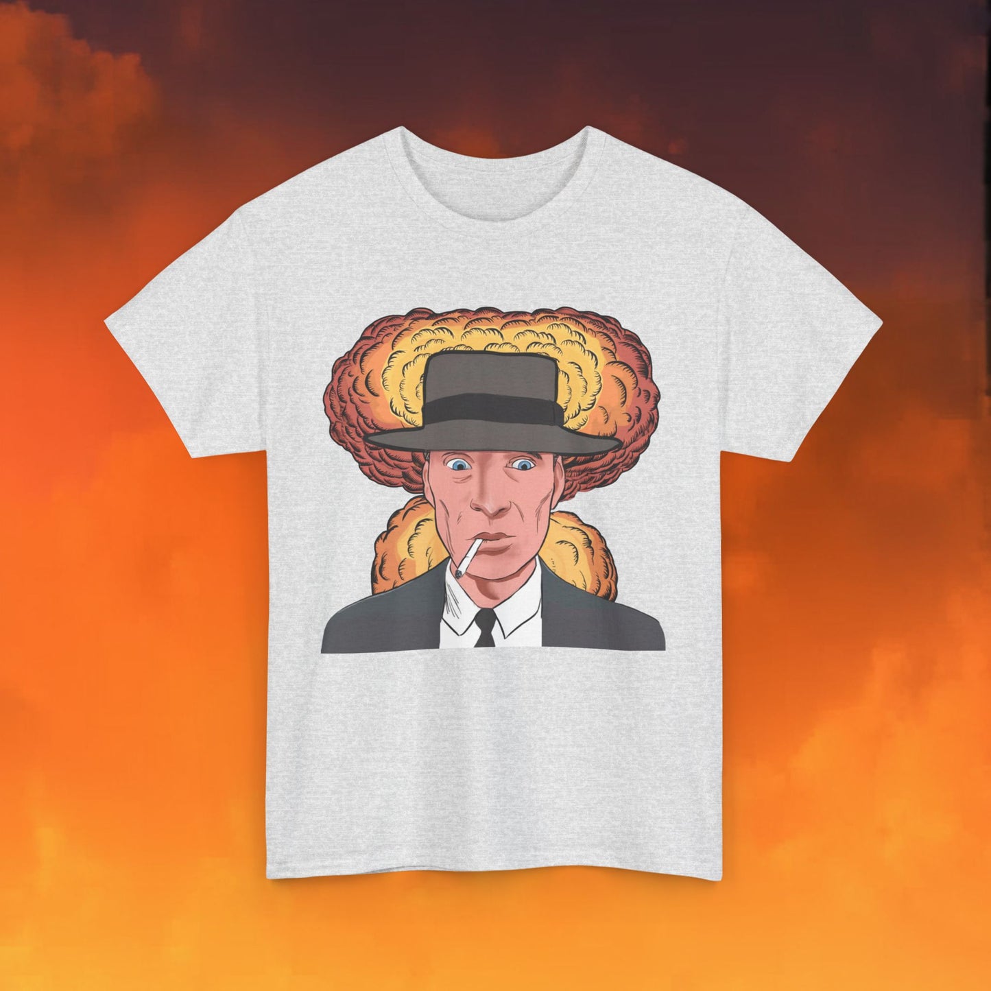 Oppenheimer Cartoon Funny Movie Cillian Murphy Unisex Heavy Cotton Tee Ash T-shirts Cillian Murphy Movies Oppenheimer Printify