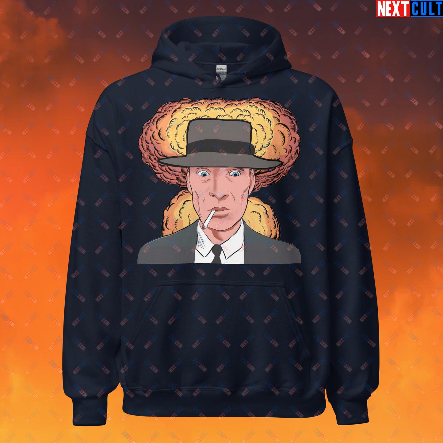 Oppenheimer Cartoon Funny Movie Cillian Murphy Unisex Hoodie Navy Hoodies Cillian Murphy Movies Oppenheimer Next Cult Brand