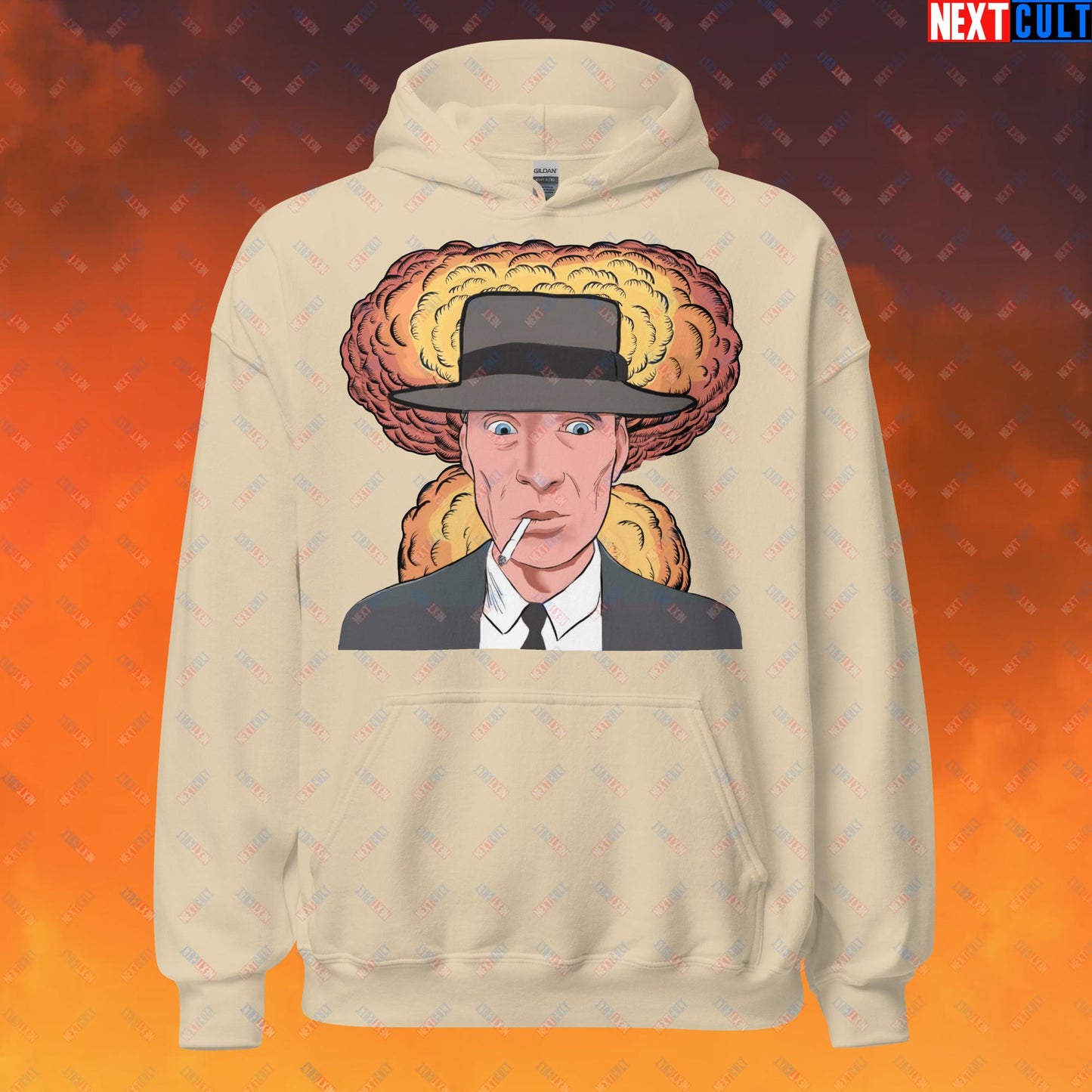 Oppenheimer Cartoon Funny Movie Cillian Murphy Unisex Hoodie Sand Hoodies Cillian Murphy Movies Oppenheimer Next Cult Brand