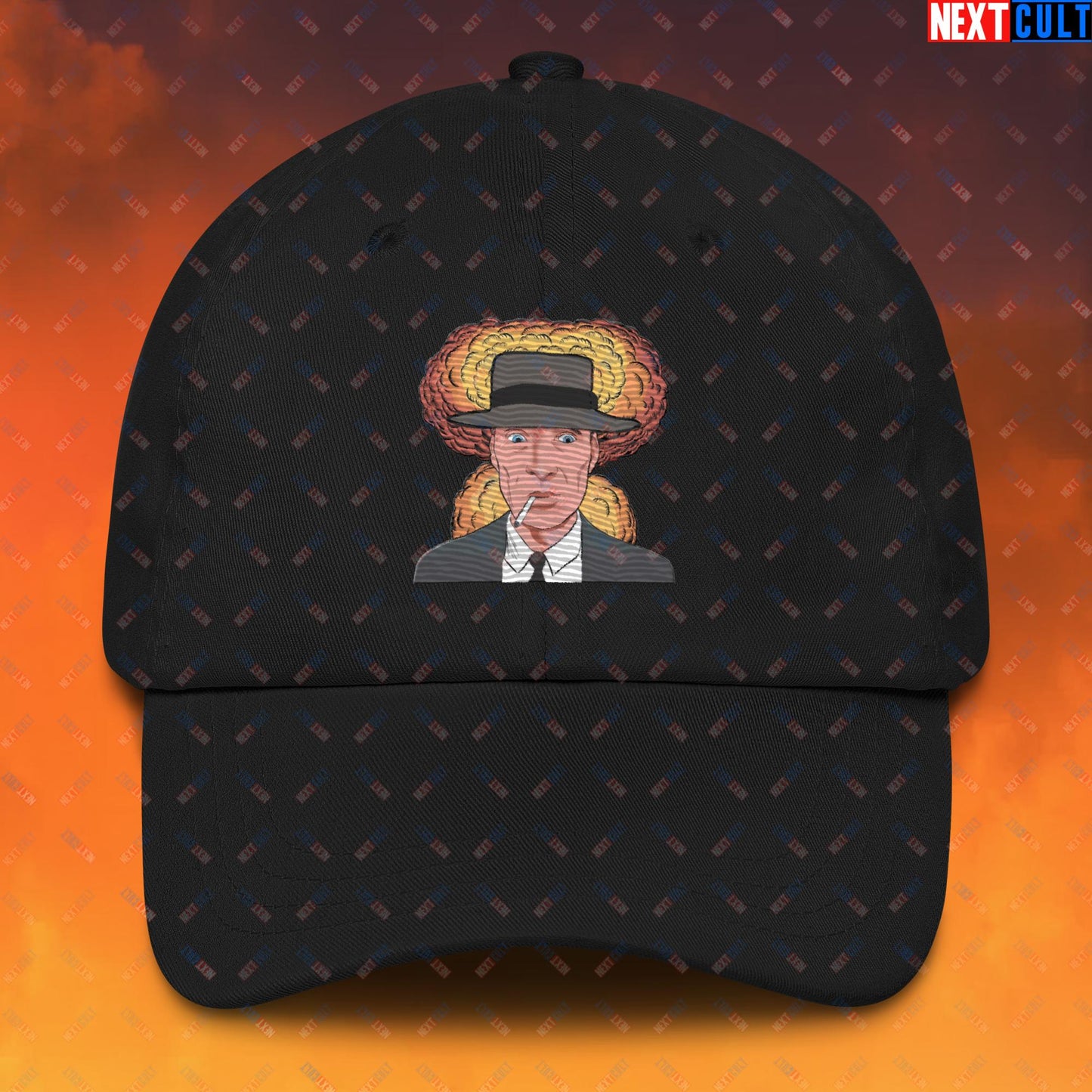 Oppenheimer Cartoon Funny Movie Nuclear Atomic Bomb Explosion Dad hat Black Hats Cillian Murphy Movies Oppenheimer Next Cult Brand