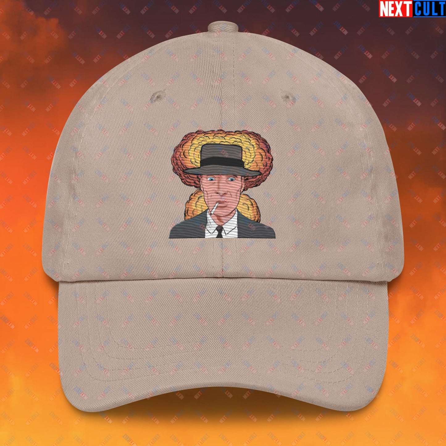 Oppenheimer Cartoon Funny Movie Nuclear Atomic Bomb Explosion Dad hat Next Cult Brand