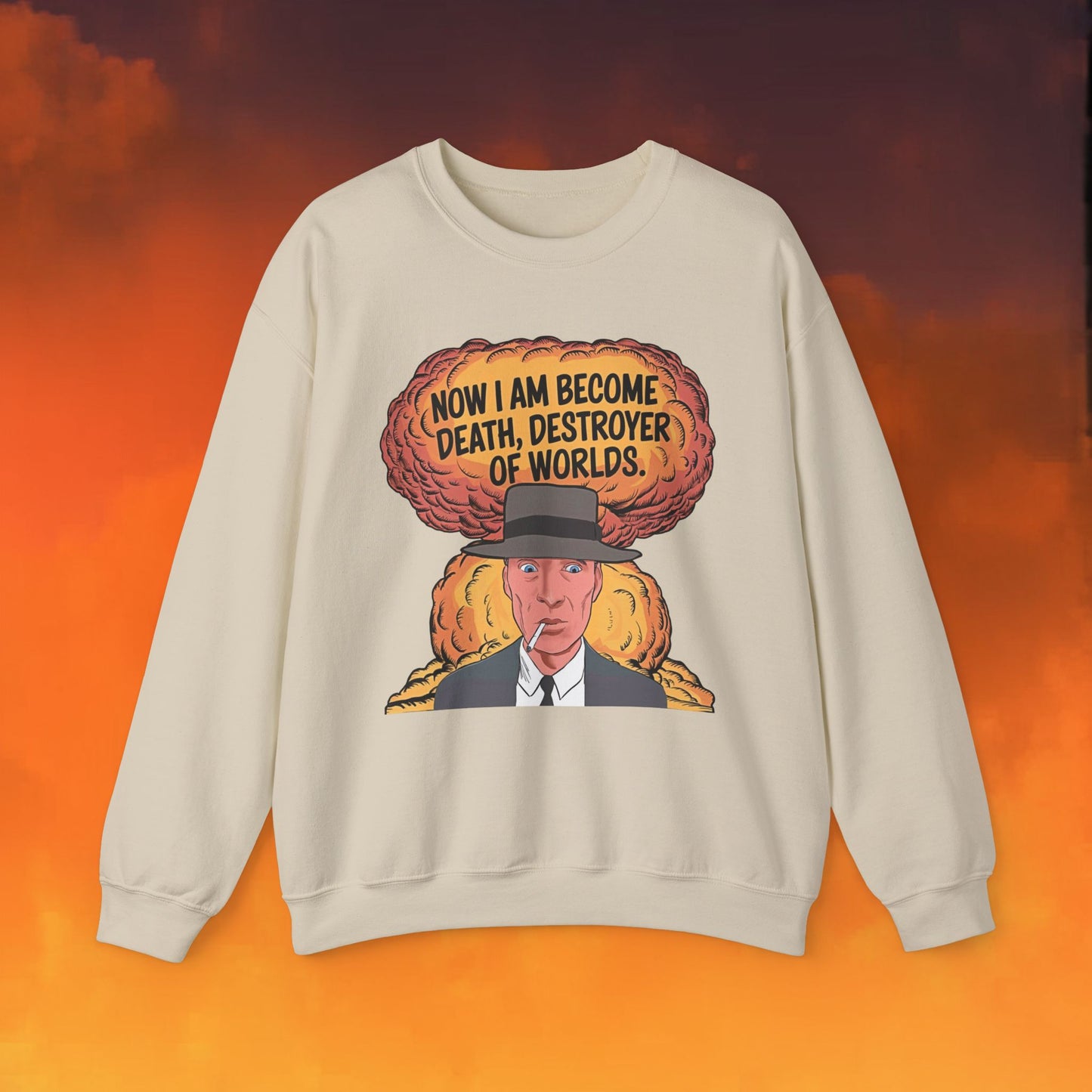 Oppenheimer I am Death, Destroyer of Worlds Atomic Bomb Explosion Unisex Heavy Blend Crewneck Sweatshirt Next Cult Brand