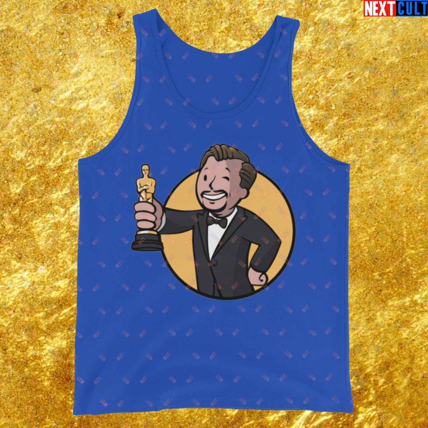 Oscars Boy Leonardo DiCaprio Vault Boy Fallout Funny Meme Cartoon Mashup Tank Top True Royal Tank Tops Fallout Leonardo DiCaprio Movies Vault Boy Next Cult Brand