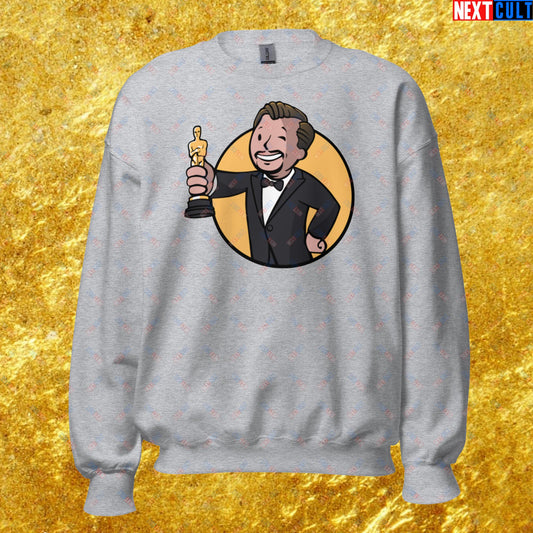 Oscars Boy Leonardo DiCaprio Vault Boy Fallout Funny Meme Cartoon Mashup Unisex Sweatshirt Next Cult Brand