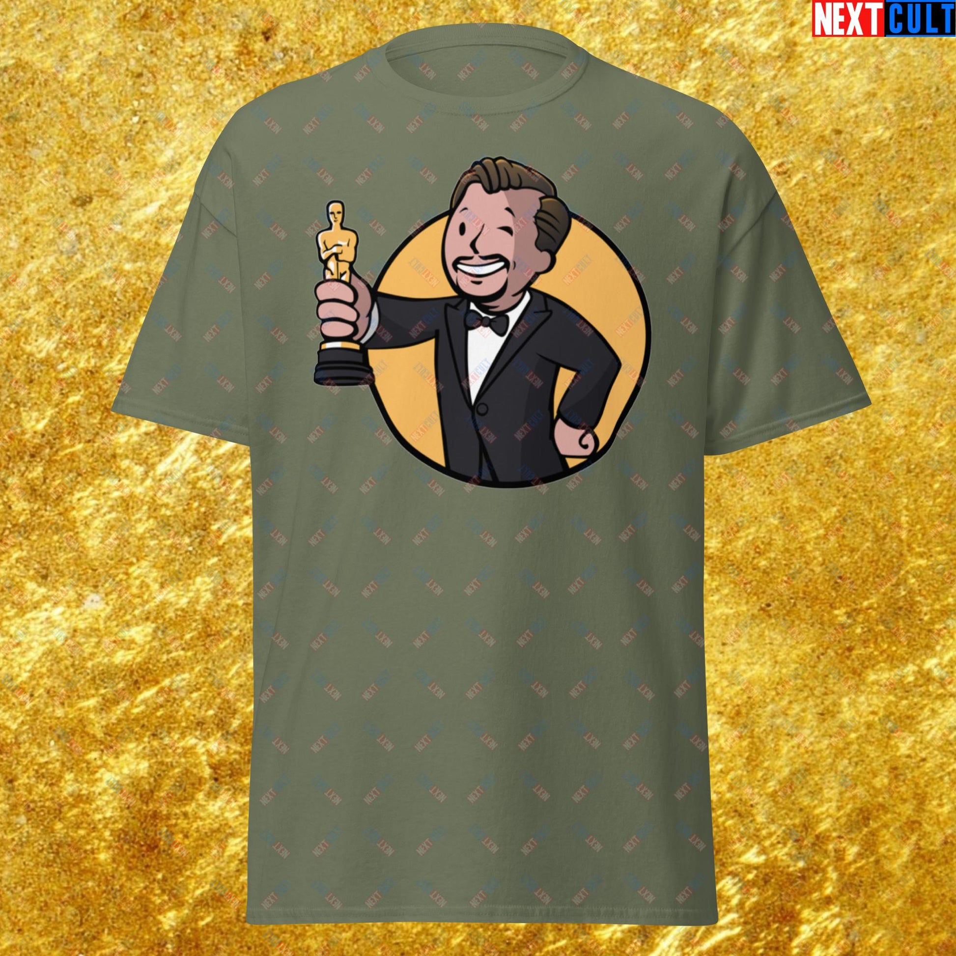 Oscars Boy Leonardo DiCaprio Vault Boy Fallout Funny Meme Cartoon Mashup Unisex tee Next Cult Brand