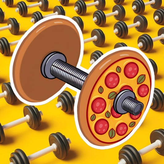 Pizza Dumbbell Barbell Funny Bulk Diet Gym Workout Fitness Weight Lifting Bodybuilding Bubble-free stickers 5.5″×5.5″ Stickers Bodybuilding Bulking Fast Food Fitness Gym Pizza Workout Next Cult Brand