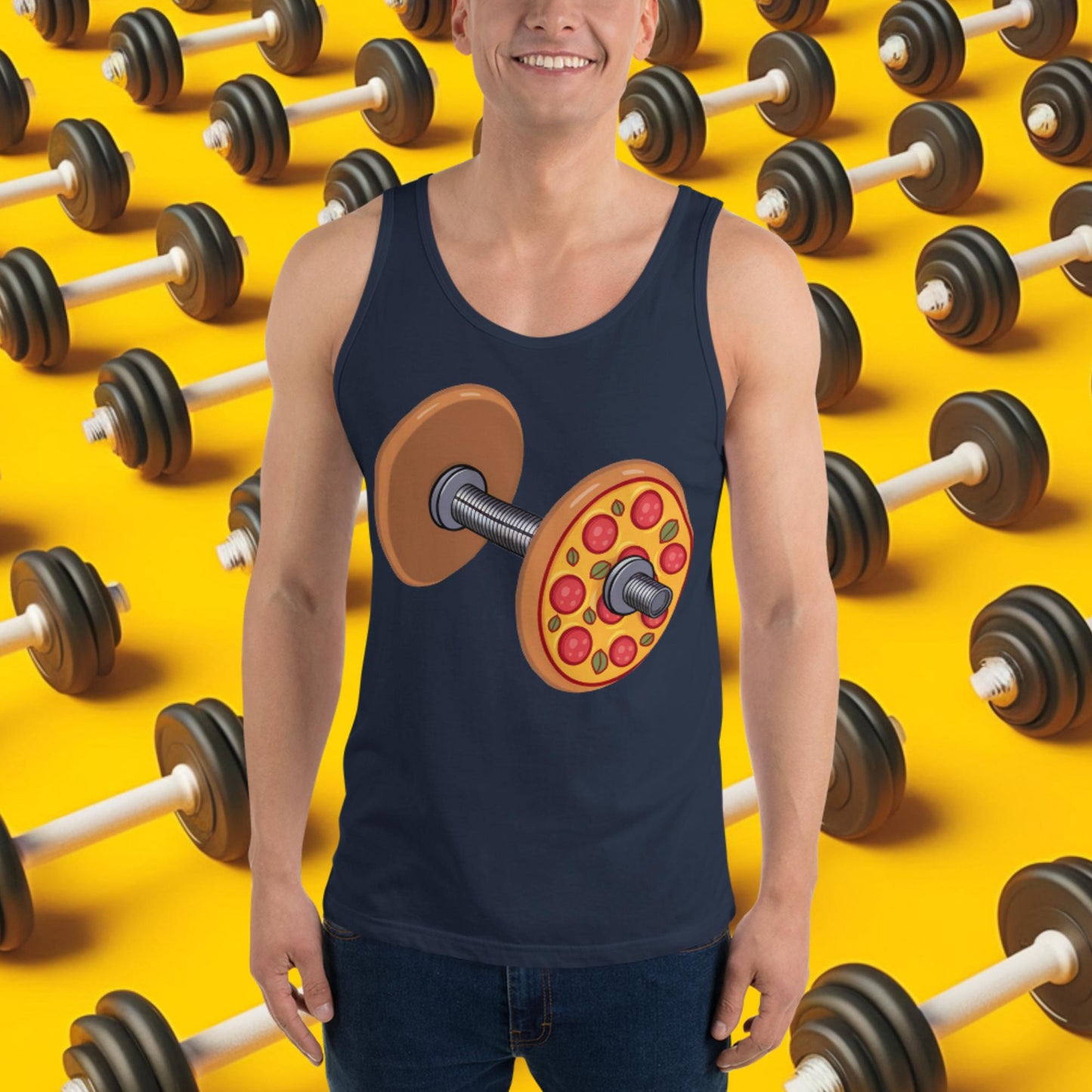 Pizza Dumbbell Barbell Funny Bulk Diet Gym Workout Fitness Weight Lifting Bodybuilding Tank Top Next Cult Brand
