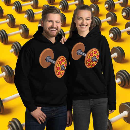 Pizza Dumbbell Barbell Funny Bulk Diet Gym Workout Fitness Weight Lifting Bodybuilding Unisex Hoodie Black Hoodies Bodybuilding Bulking Fast Food Fitness Gym Pizza Workout Next Cult Brand