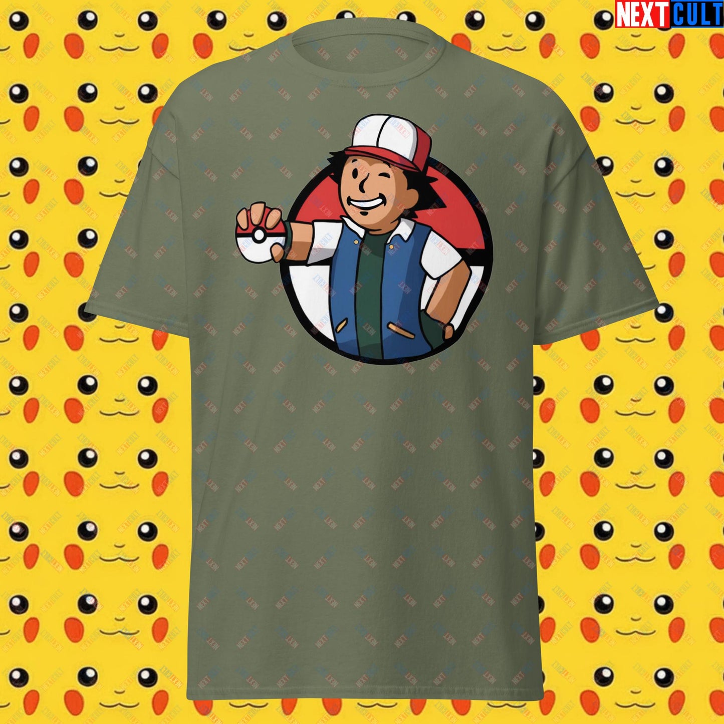 Pokemon Vault Boy Fallout Funny Meme Cartoon Mashup Unisex classic tee Next Cult Brand