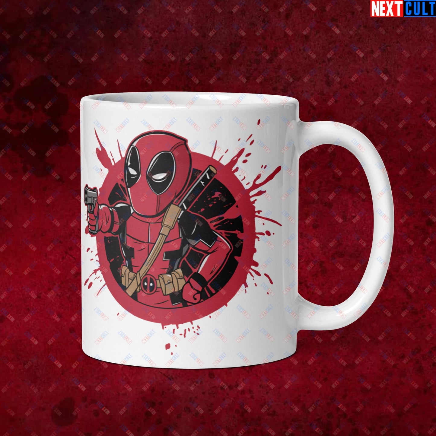 Pool Boy Deadpool Vault Boy Fallout Funny Cartoon Mashup White glossy mug Next Cult Brand