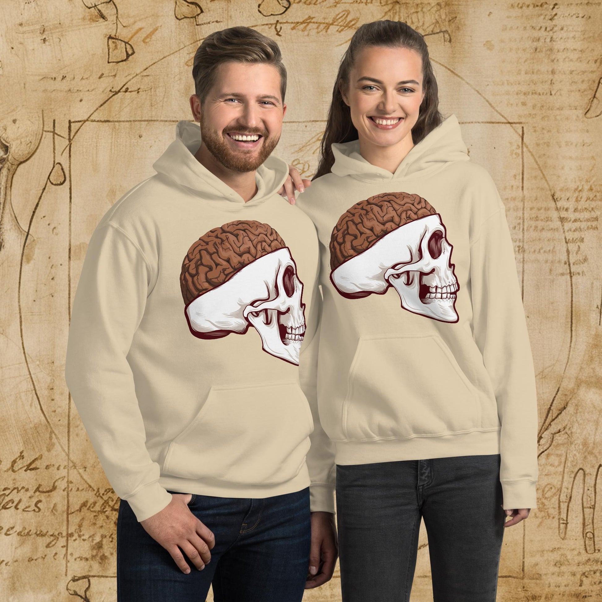 Poop Brain Anatomy Funny Leonardo da Vinci Drawing Unisex Hoodie Next Cult Brand