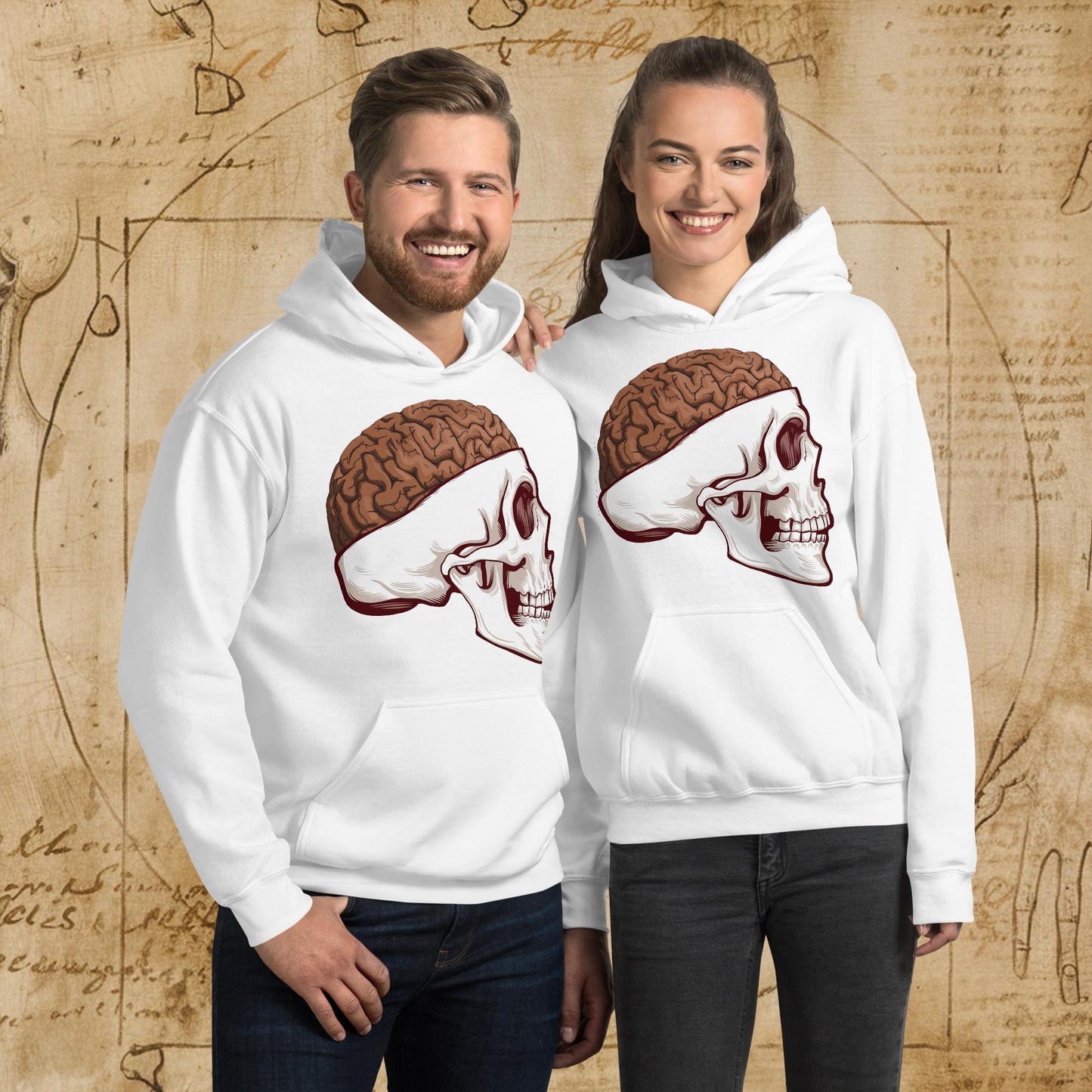 Poop Brain Anatomy Funny Leonardo da Vinci Drawing Unisex Hoodie Next Cult Brand