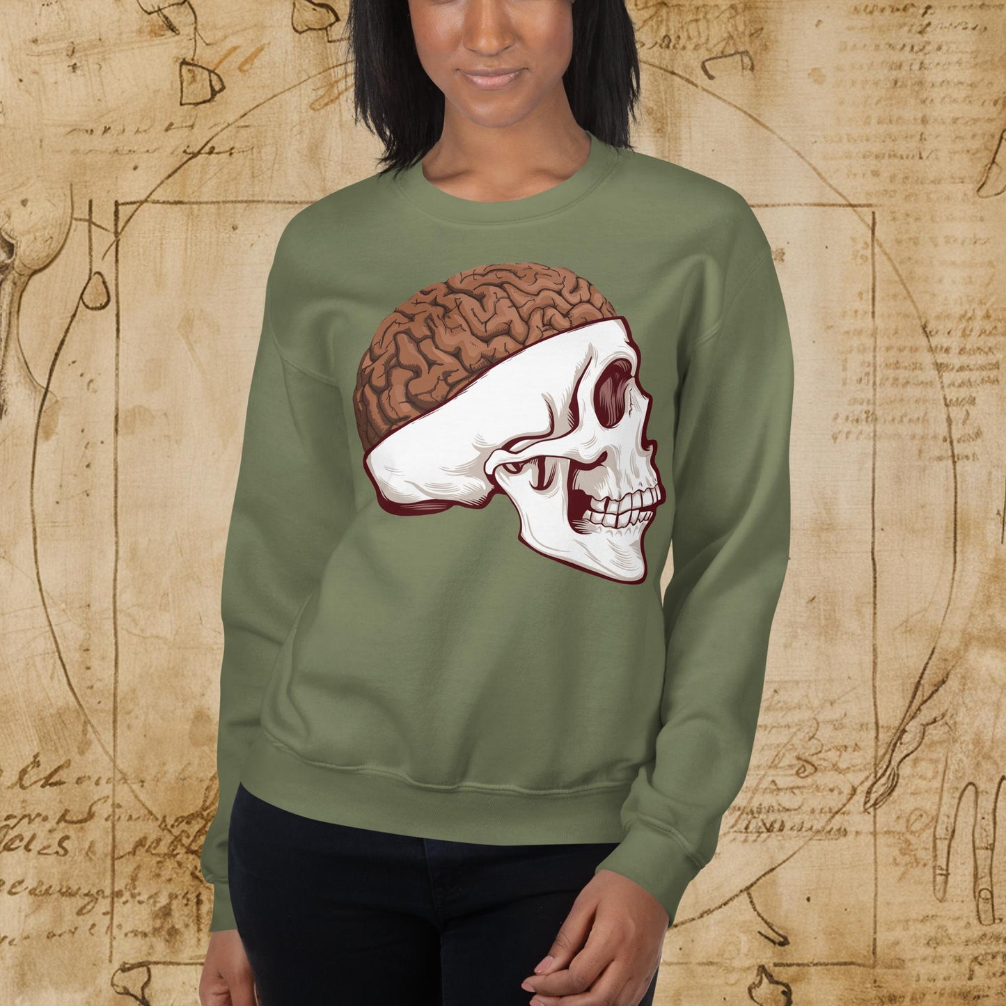 Poop Brain Anatomy Funny Leonardo da Vinci Drawing Unisex Sweatshirt Next Cult Brand