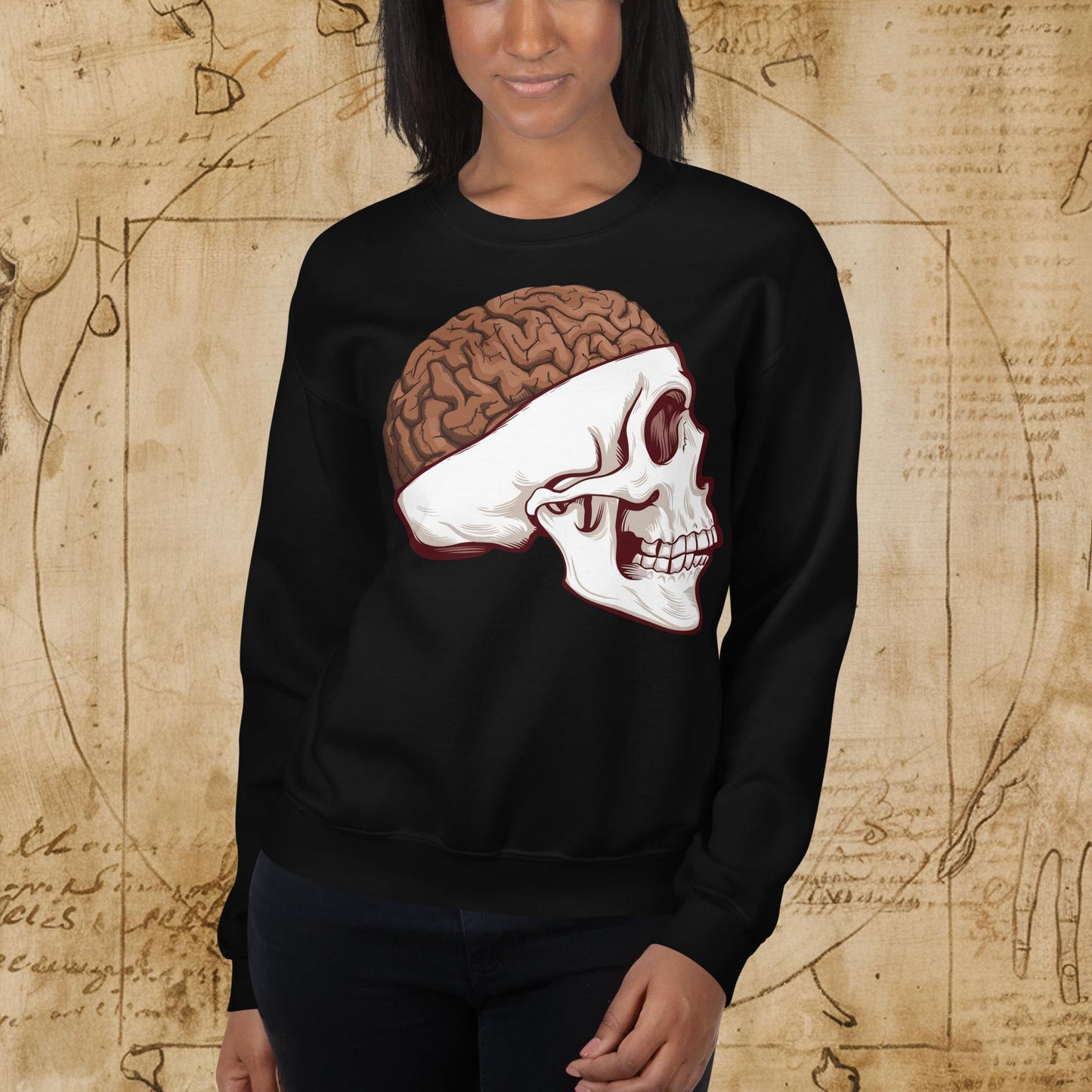 Poop Brain Anatomy Funny Leonardo da Vinci Drawing Unisex Sweatshirt Next Cult Brand