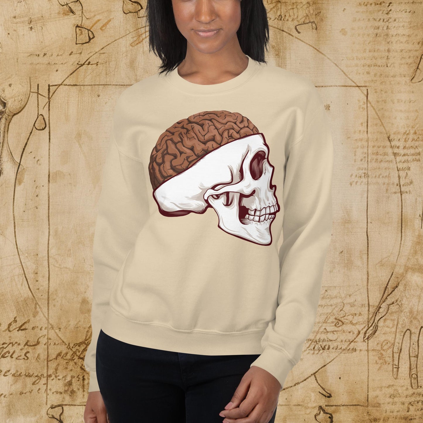 Poop Brain Anatomy Funny Leonardo da Vinci Drawing Unisex Sweatshirt Next Cult Brand