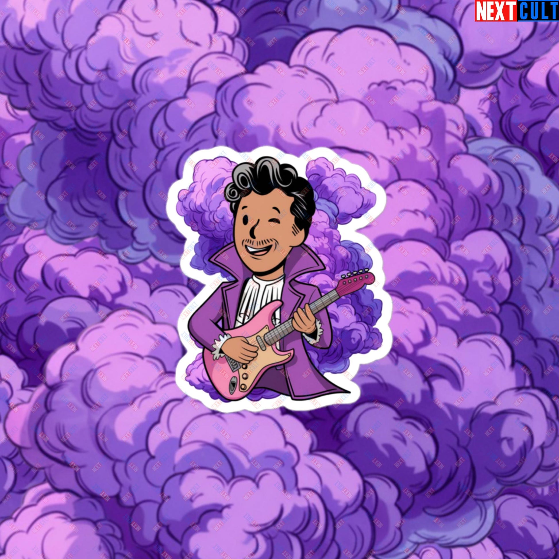 Prince Boy Purple Rain Music Vault Boy Fallout Funny Meme Cartoon Mashup Bubble-free stickers Next Cult Brand