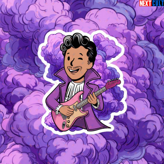 Prince Boy Purple Rain Music Vault Boy Fallout Funny Meme Cartoon Mashup Bubble-free stickers Next Cult Brand