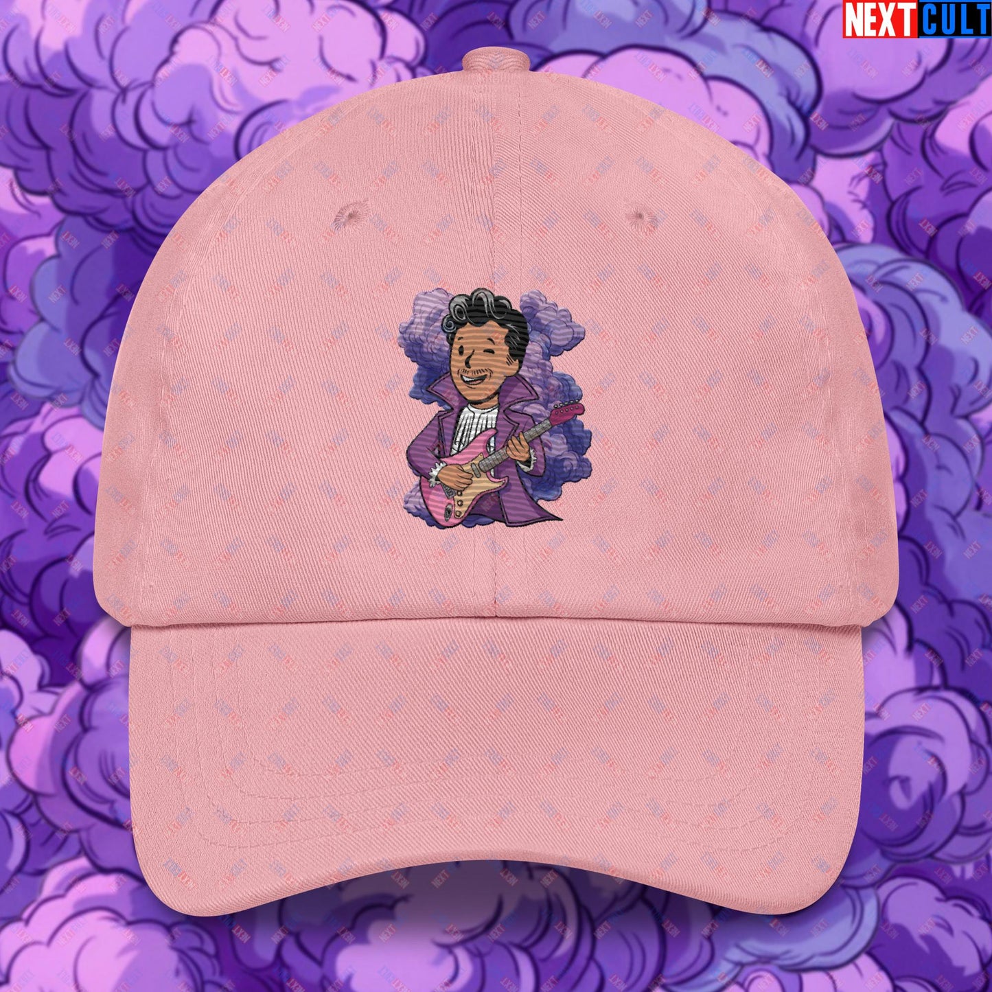 Prince Boy Purple Rain Music Vault Boy Fallout Funny Meme Cartoon Mashup Dad hat Pink Hats Fallout Music Prince Vault Boy Next Cult Brand