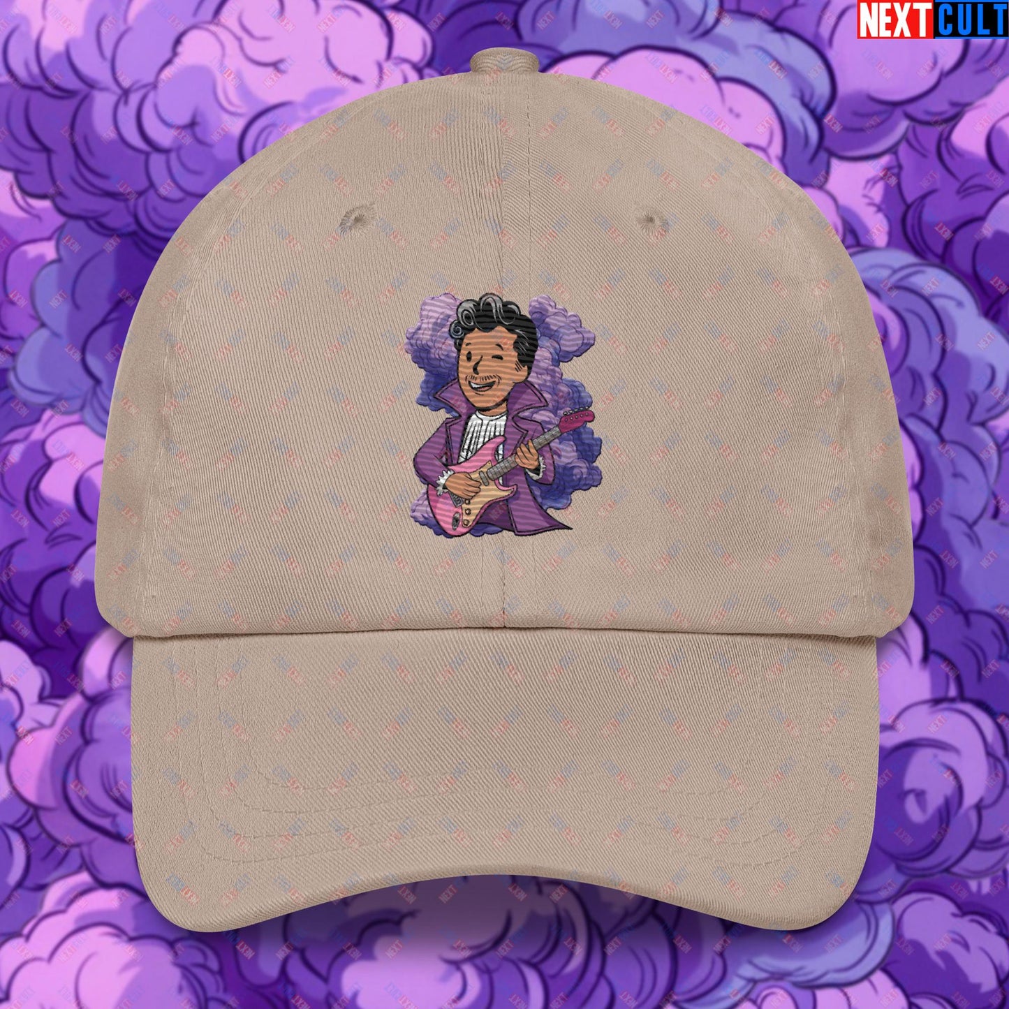 Prince Boy Purple Rain Music Vault Boy Fallout Funny Meme Cartoon Mashup Dad hat Stone Hats Fallout Music Prince Vault Boy Next Cult Brand