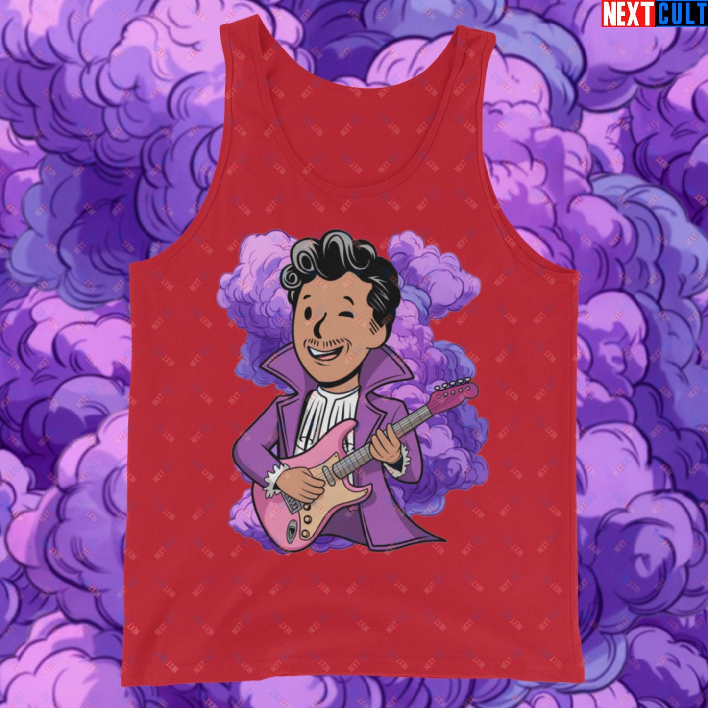 Prince Boy Purple Rain Music Vault Boy Fallout Funny Meme Cartoon Mashup Tank Top Red Tank Tops Fallout Music Prince Vault Boy Next Cult Brand