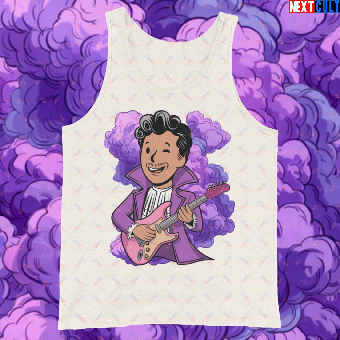 Prince Boy Purple Rain Music Vault Boy Fallout Funny Meme Cartoon Mashup Tank Top Oatmeal Triblend Tank Tops Fallout Music Prince Vault Boy Next Cult Brand