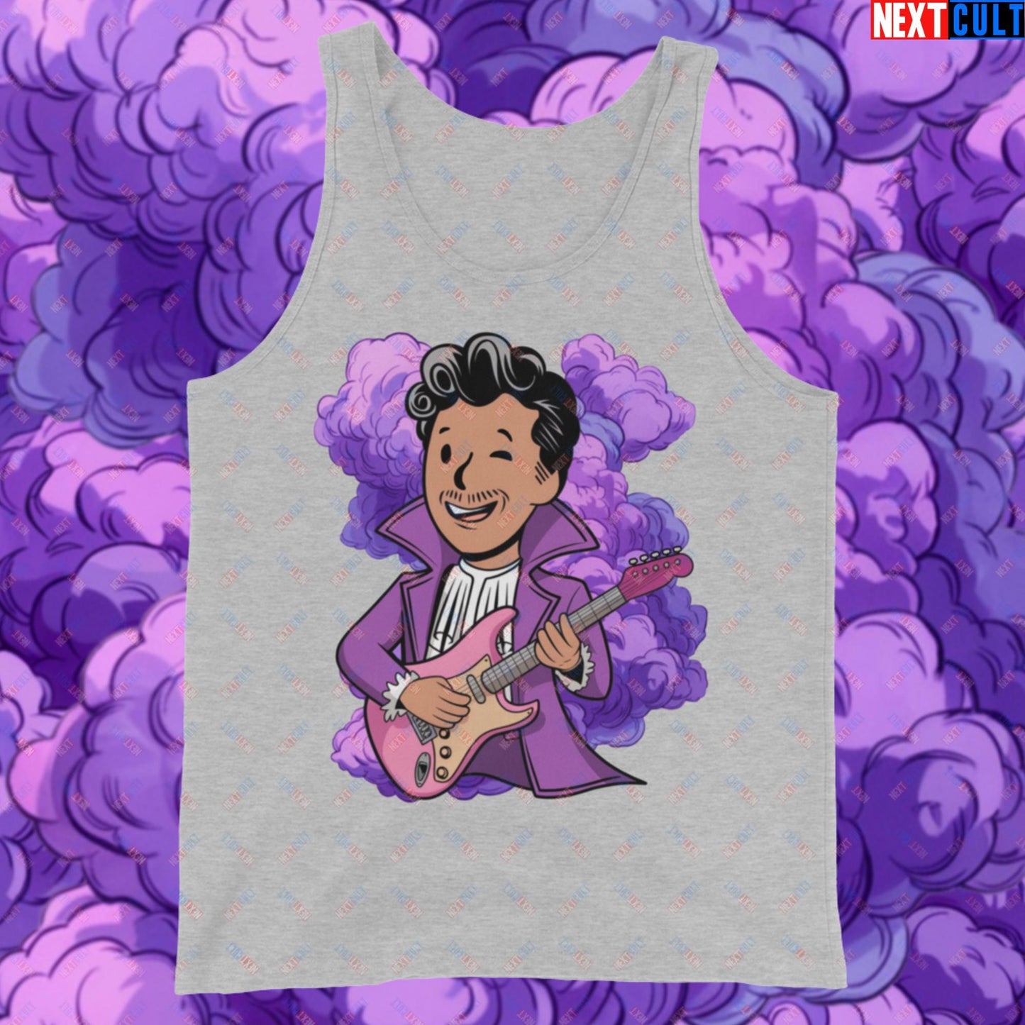 Prince Boy Purple Rain Music Vault Boy Fallout Funny Meme Cartoon Mashup Tank Top Athletic Heather Tank Tops Fallout Music Prince Vault Boy Next Cult Brand