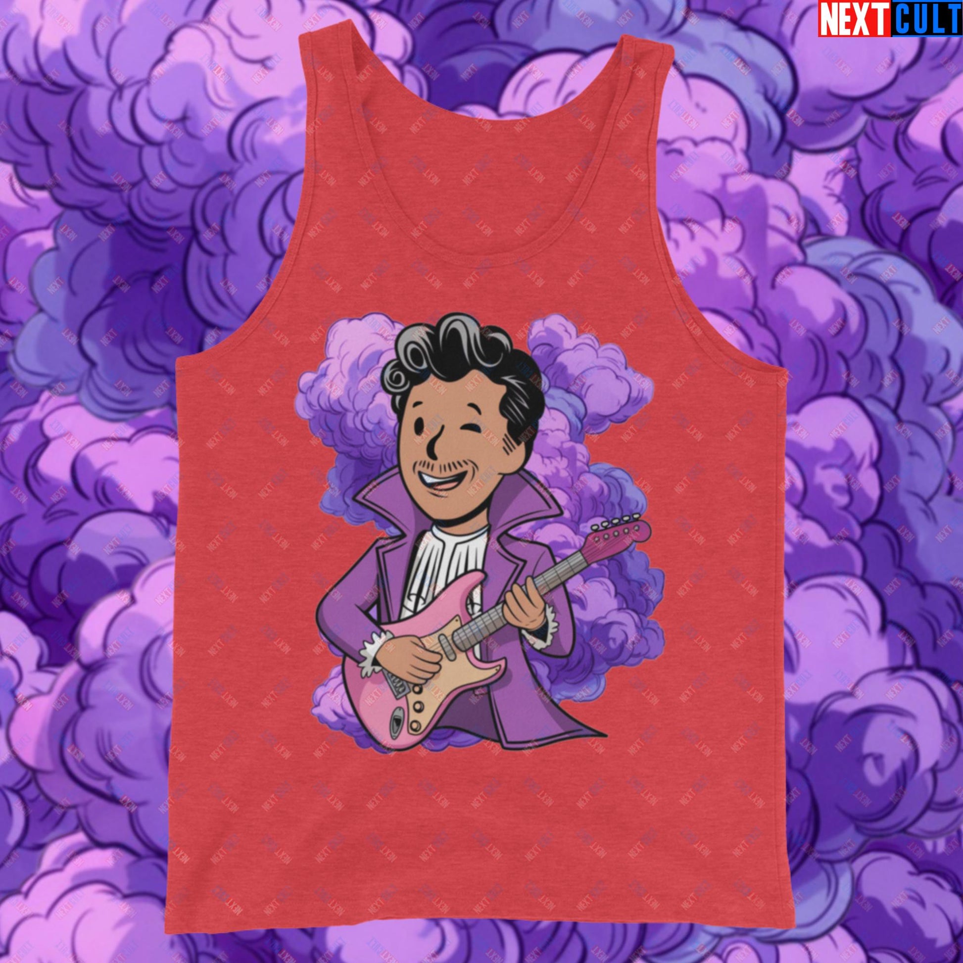 Prince Boy Purple Rain Music Vault Boy Fallout Funny Meme Cartoon Mashup Tank Top Red Triblend Tank Tops Fallout Music Prince Vault Boy Next Cult Brand