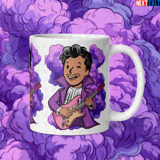 Prince Boy Purple Rain Music Vault Boy Fallout Funny Meme Cartoon Mashup White glossy mug Default Title Mugs Fallout Music Prince Vault Boy Next Cult Brand