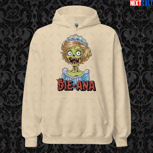 Princess Diana Zombie Die-Ana Funny Royal Family Conspiracy Unisex Hoodie Sand Hoodies Conspiracy Theories Politics Princess Diana Royal Family Zombie Next Cult Brand