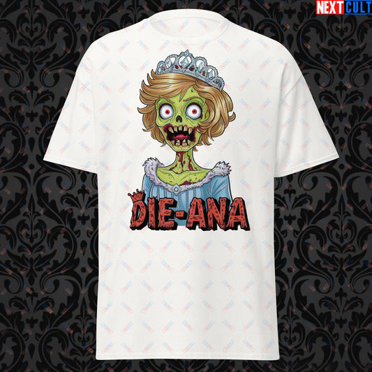 Princess Diana Zombie Die-Ana Funny Royal Family Conspiracy Unisex tee White T-shirts Conspiracy Theories Politics Princess Diana Royal Family Zombie Next Cult Brand