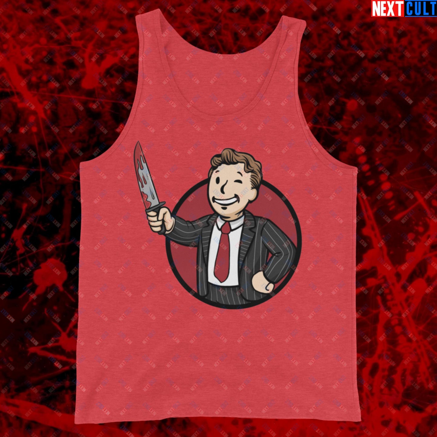 Psycho Boy American Psycho Vault Boy Fallout Funny Meme Cartoon Mashup Tank Top Next Cult Brand