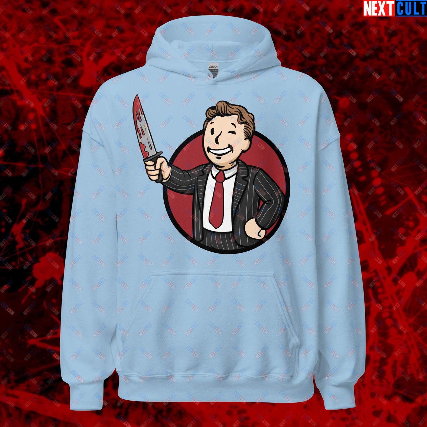 Psycho Boy American Psycho Vault Boy Fallout Funny Meme Cartoon Mashup Unisex Hoodie Next Cult Brand